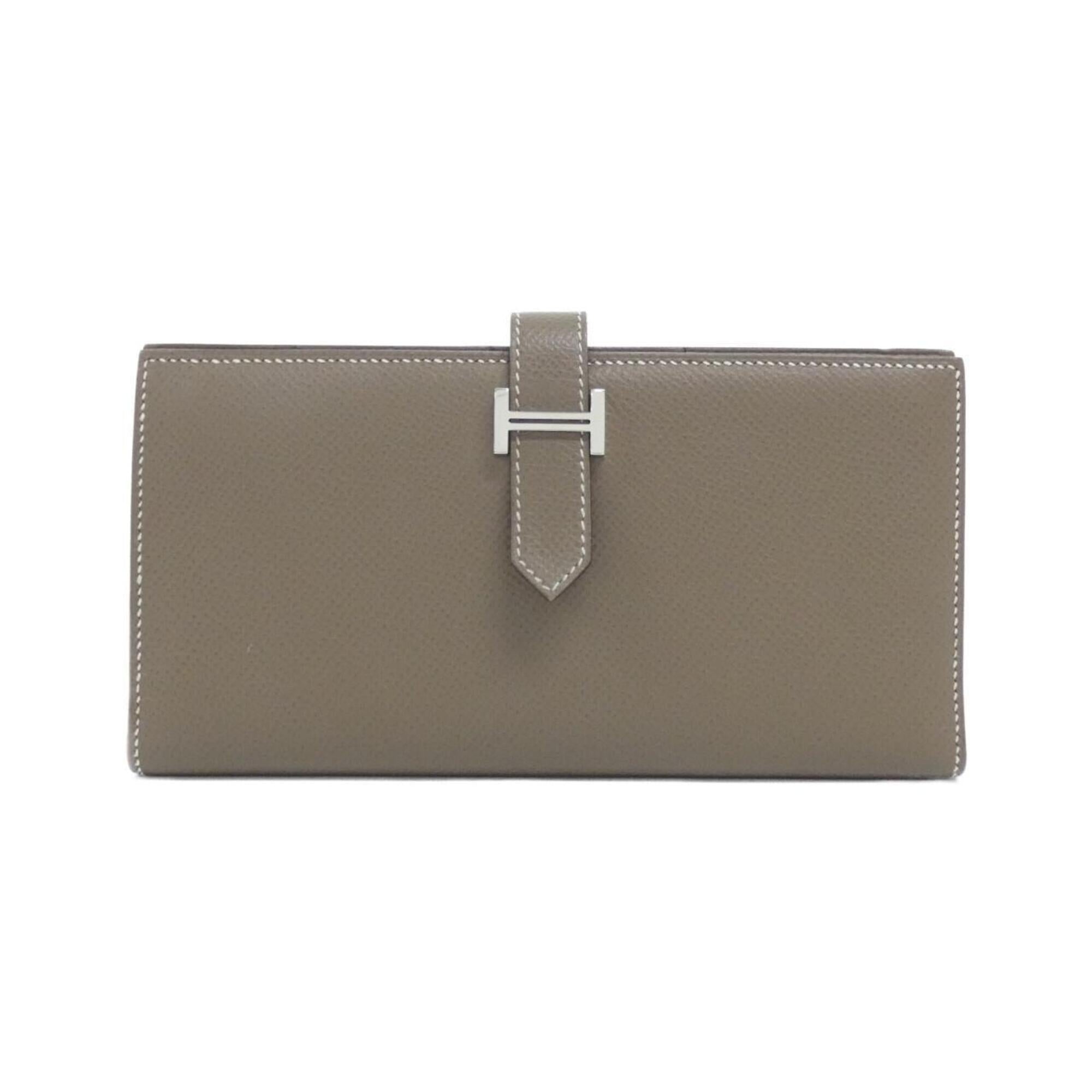 Hermes Etoupe Gray Epsom Leather Long Wallet (Bi-Fold) (Pre-Owned)