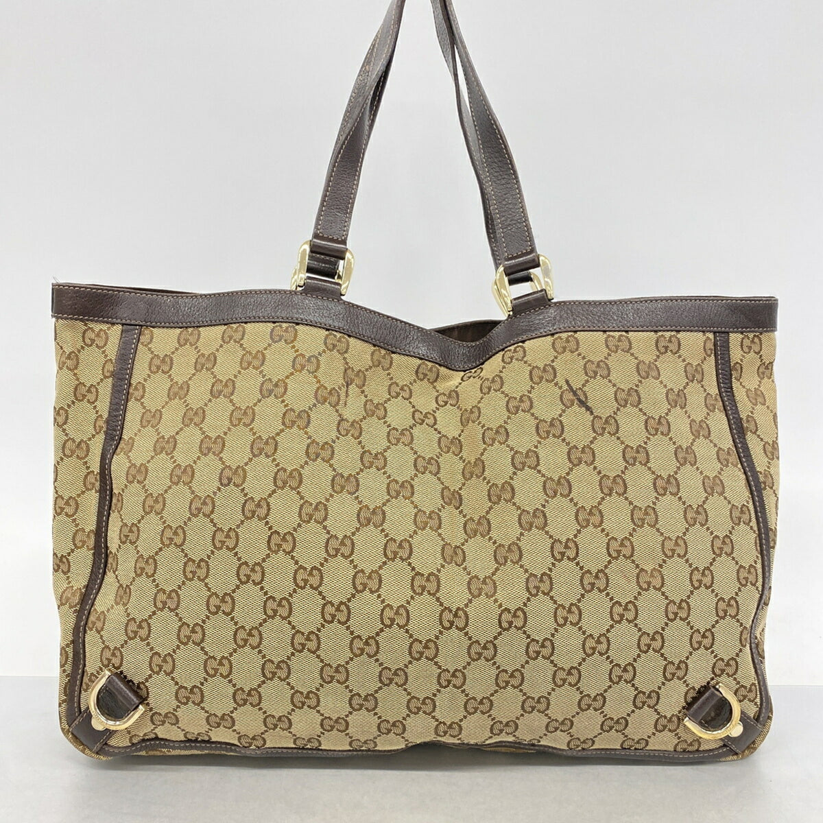Gucci Beige Brown Canvas Tote Bag (Pre-Owned)