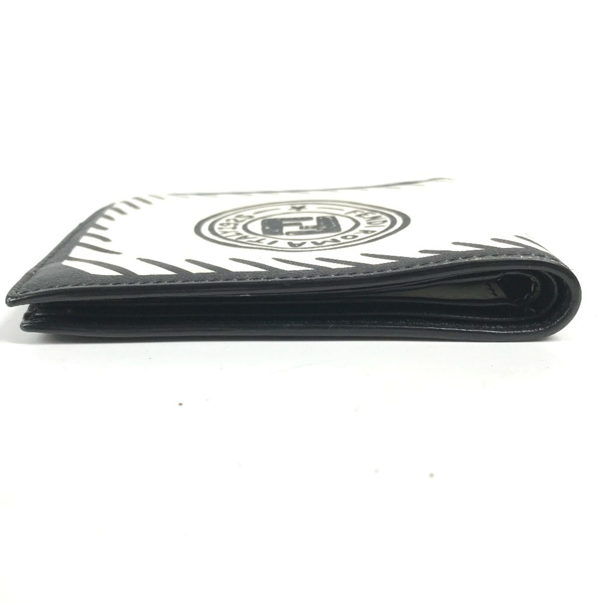 Fendi Black White Leather Bill Wallet (Bi-Fold) (Pre-Owned)