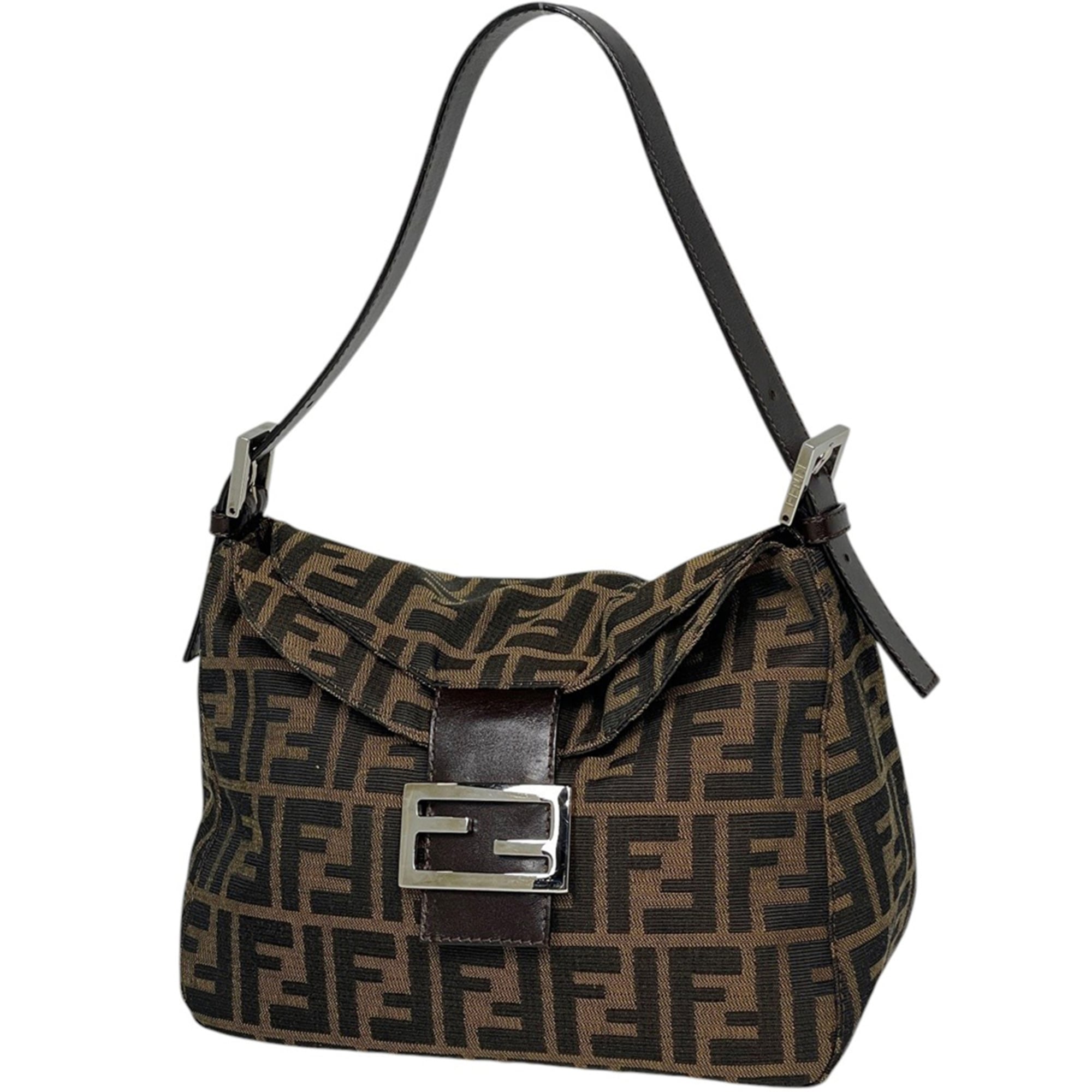 Fendi Brown Canvas Leather Shoulder Bag (Pre-Owned)