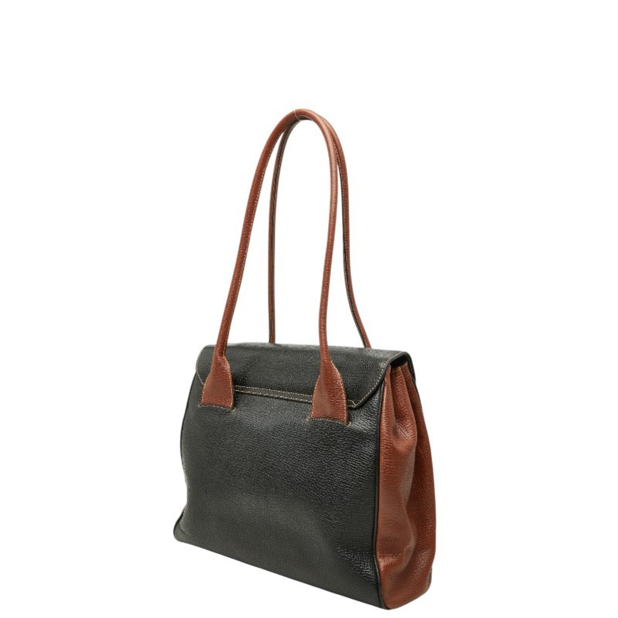 Loewe Black Brown Leather Handbag Tote Bag (Pre-Owned)
