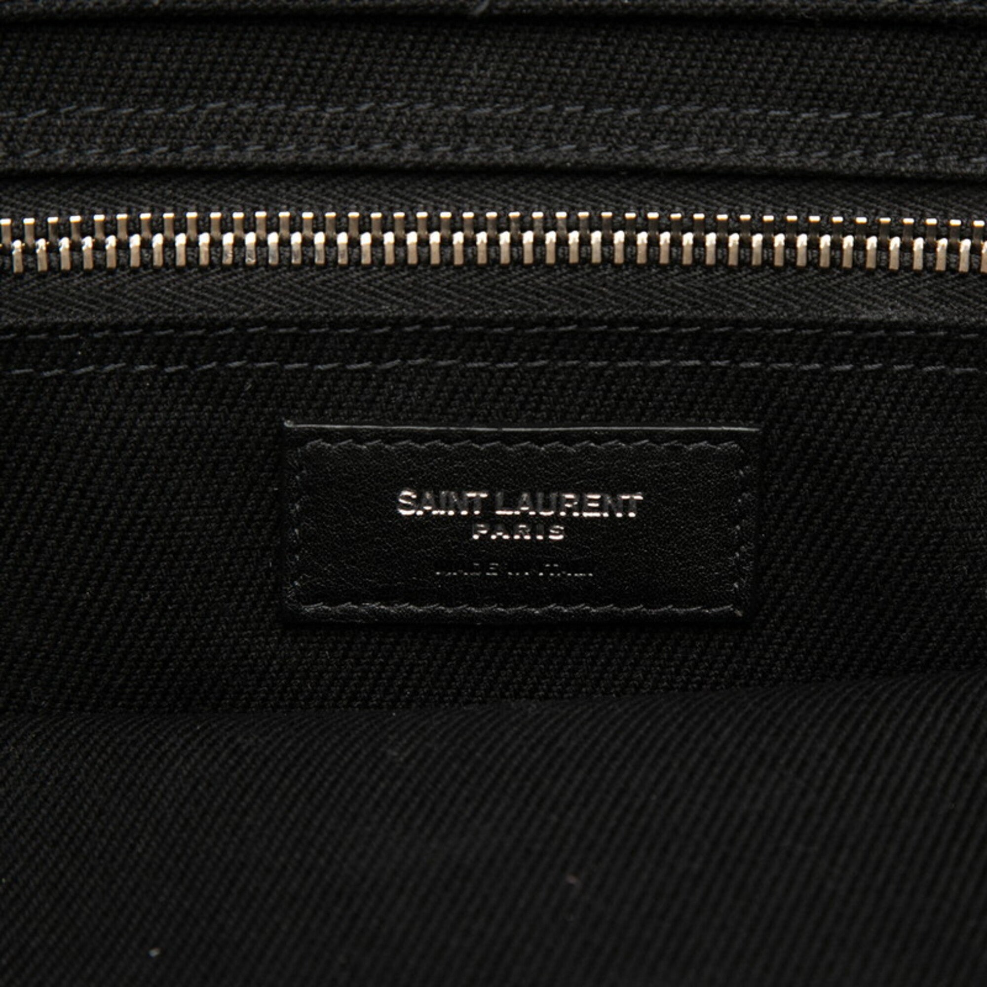 Saint Laurent Black Canvas Leather Handbag Tote Bag (Pre-Owned)