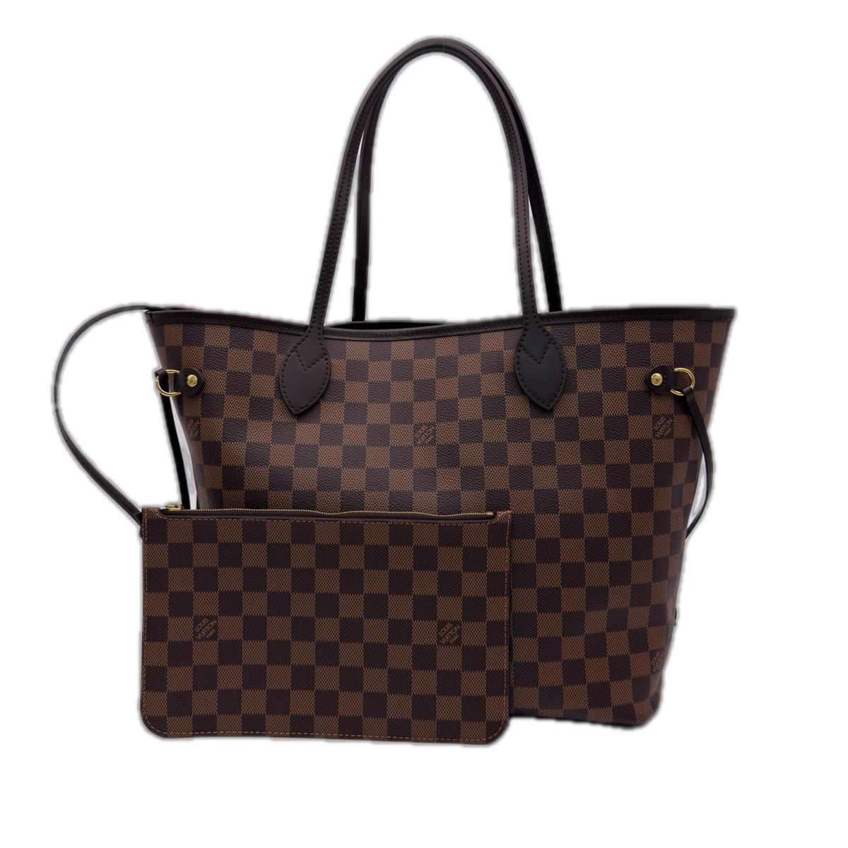 Louis Vuitton Beige Brown Coated Canvas Leather Handbag Pouch (Pre-Owned)