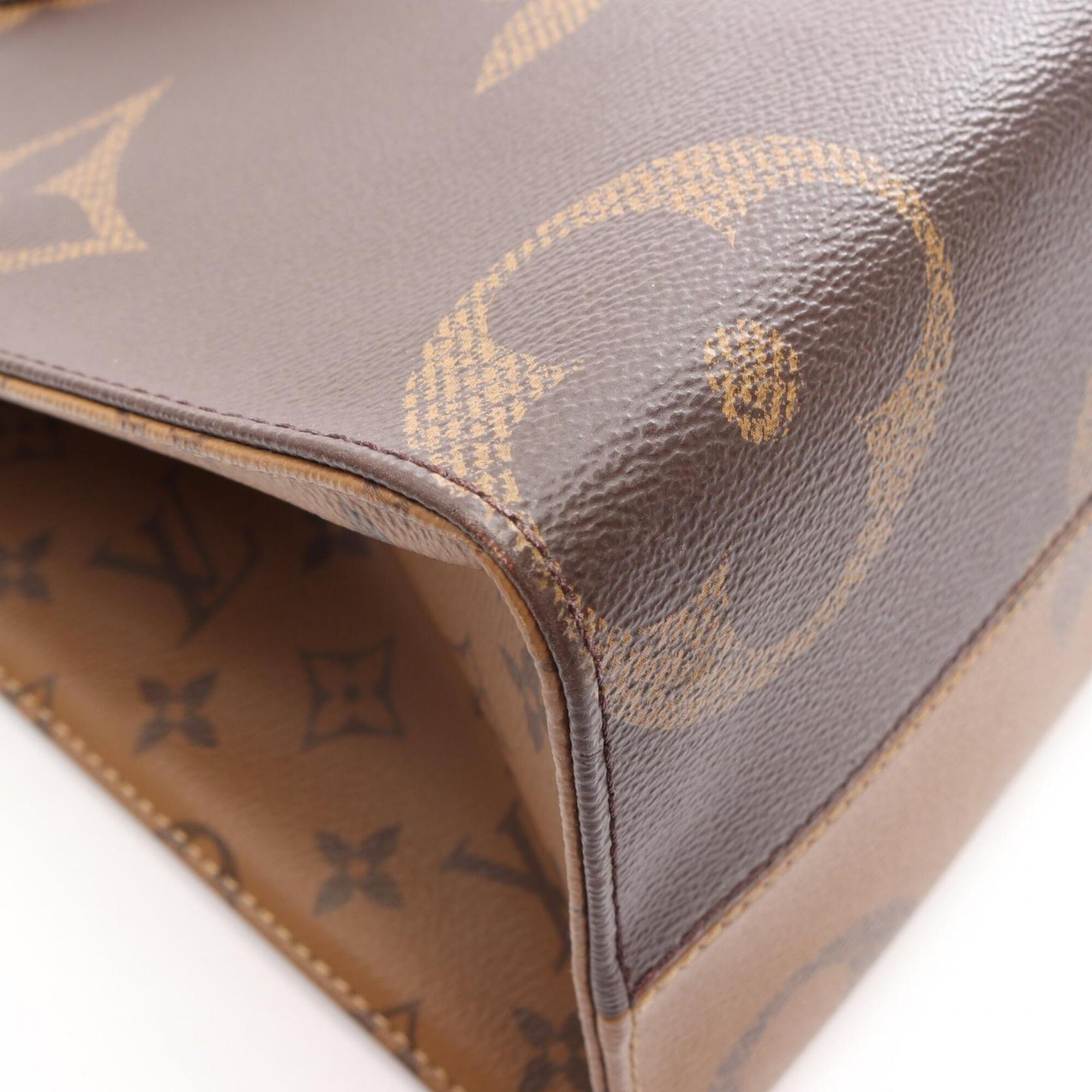 Louis Vuitton Beige Brown Coated Canvas Leather Handbag Tote Bag (Pre-Owned)