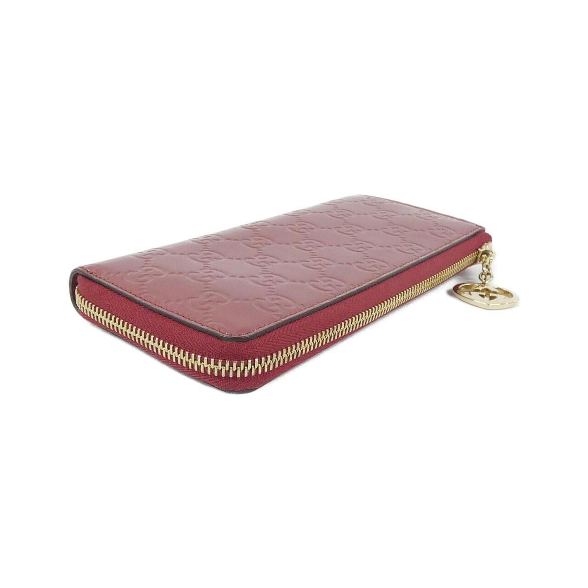 Gucci Red Color Leather Long Wallet (Bi-Fold) (Pre-Owned)