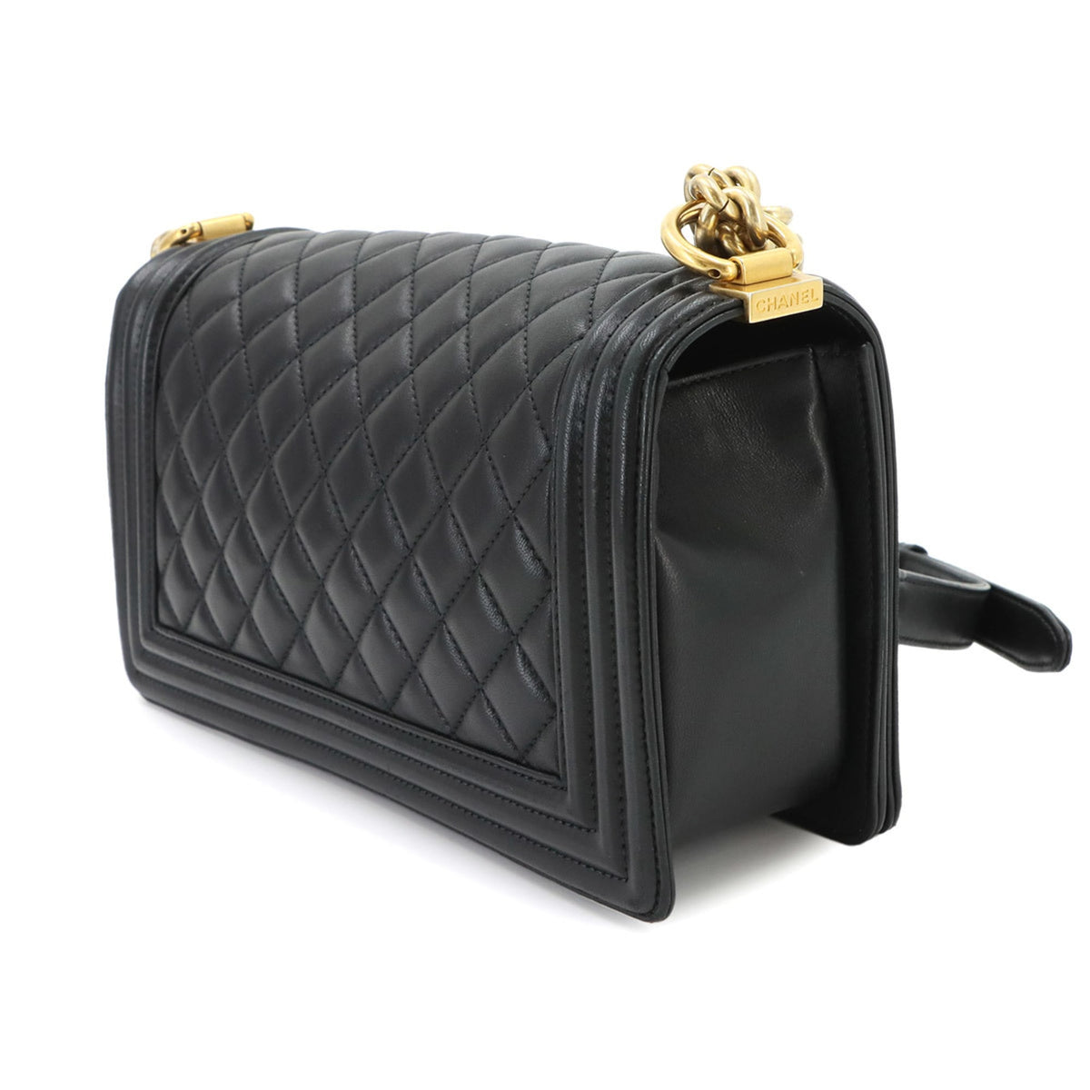 Chanel Black Leather Handbag Shoulder Bag (Pre-Owned)