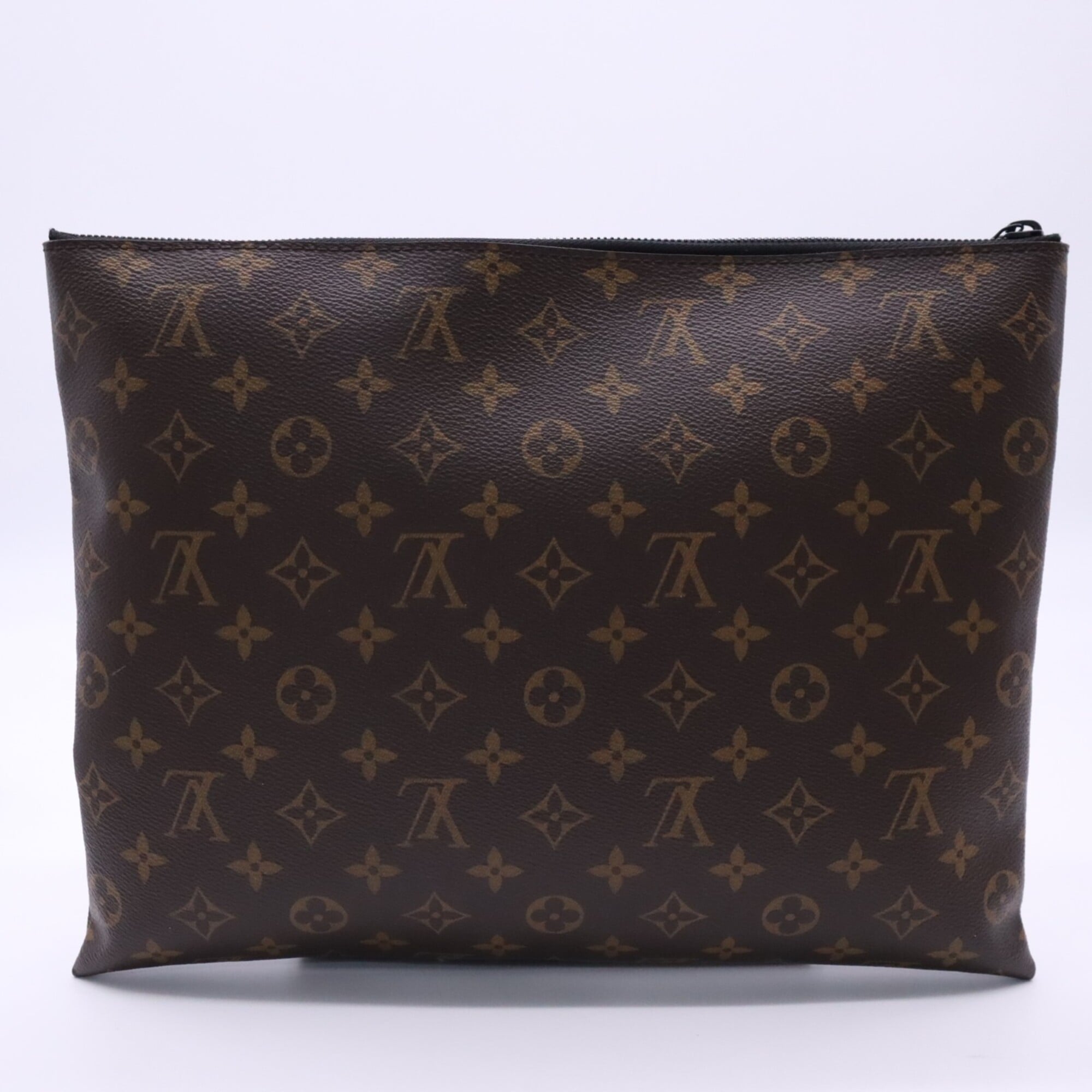 Louis Vuitton Beige Brown Coated Canvas Clutch Bag Pochette (Pre-Owned)