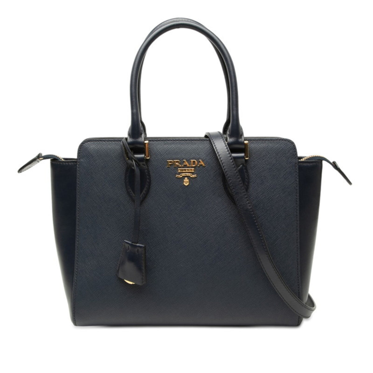 Prada Navy Leather Handbag Shoulder Bag (Pre-Owned)