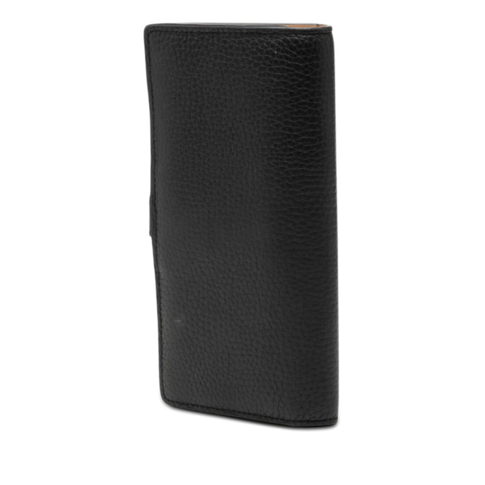 Louis Vuitton Black Noir Leather Long Wallet (Bi-Fold) (Pre-Owned)