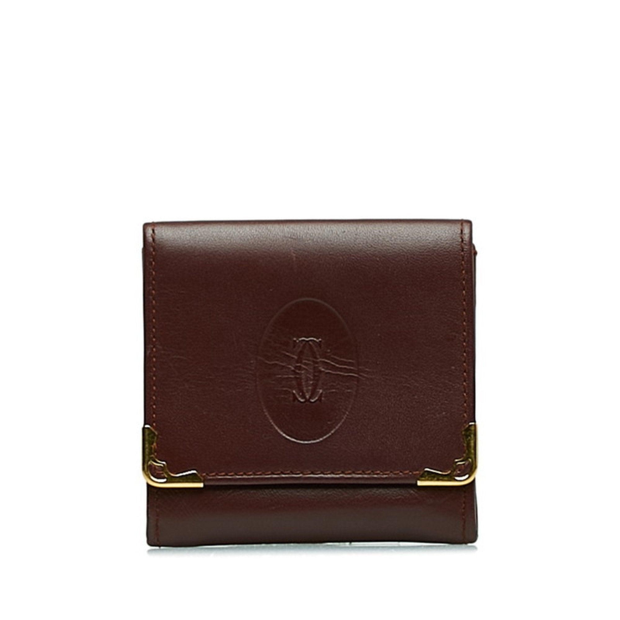 Cartier Wine Red Leather Coin Purse/Coin Case (Pre-Owned)