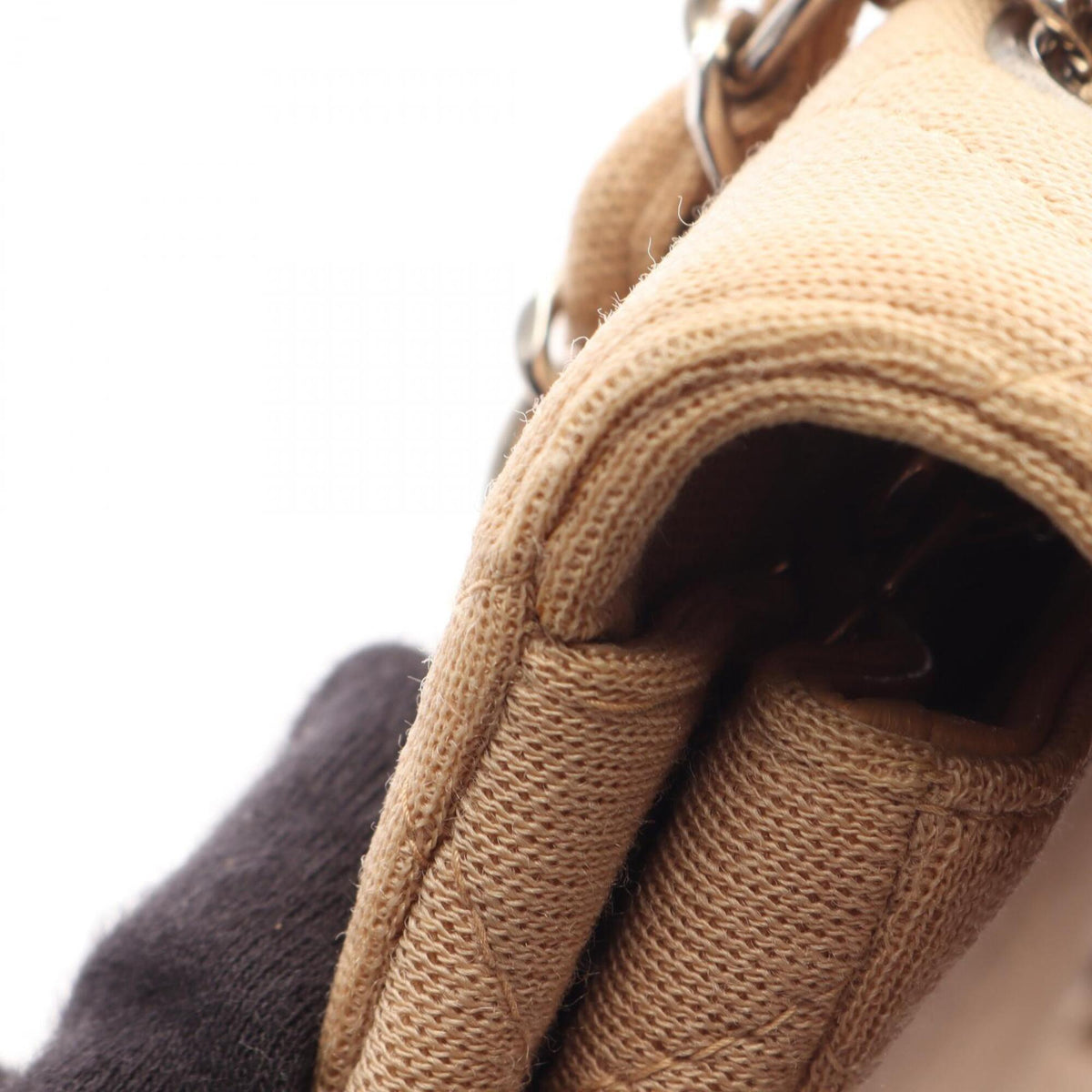 Chanel Beige Cotton Handbag Shoulder Bag (Pre-Owned)