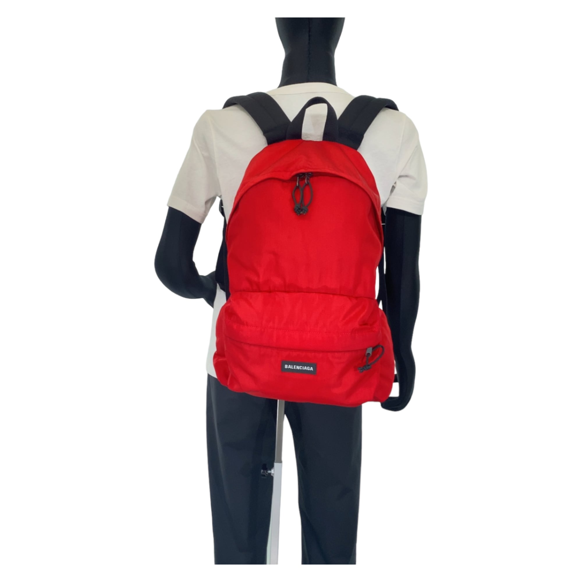 Balenciaga Black Red Color Nylon Backpack (Pre-Owned)