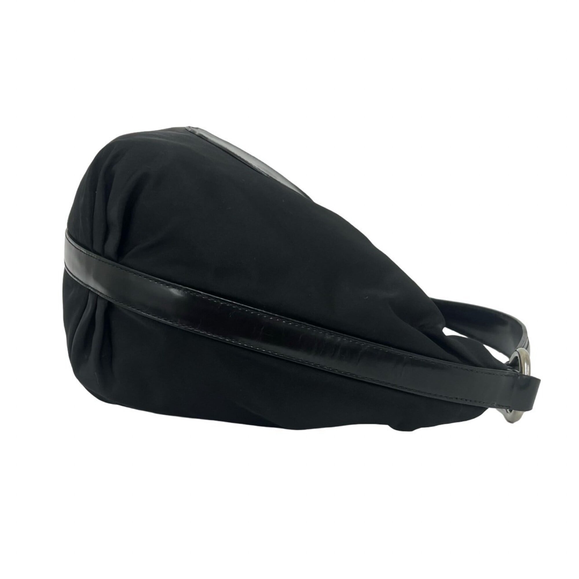 Prada Black Nylon Patent Leather Handbag Shoulder Bag (Pre-Owned)