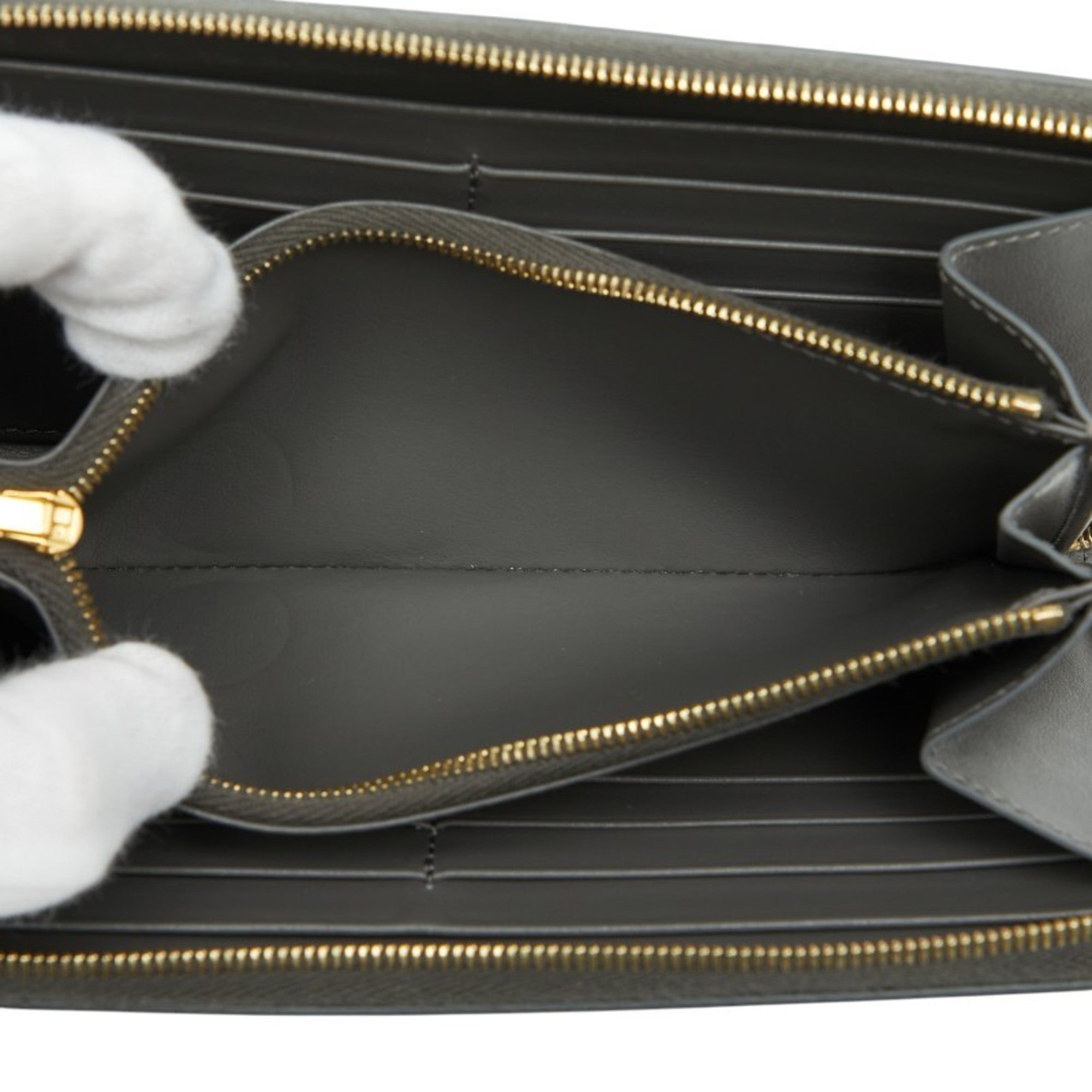 Celine Gray Leather Long Wallet (Bi-Fold) (Pre-Owned)