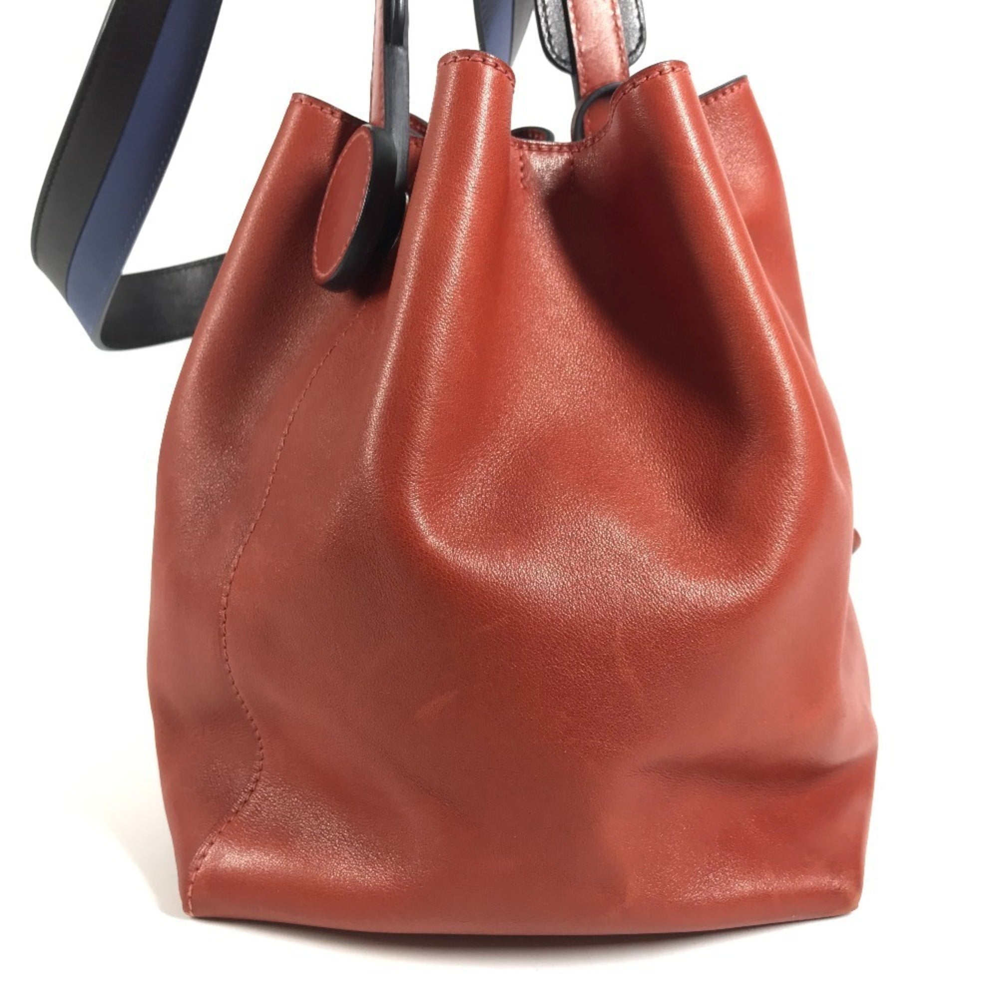 Hermes Navy Red Color Leather Shoulder Bag (Pre-Owned)