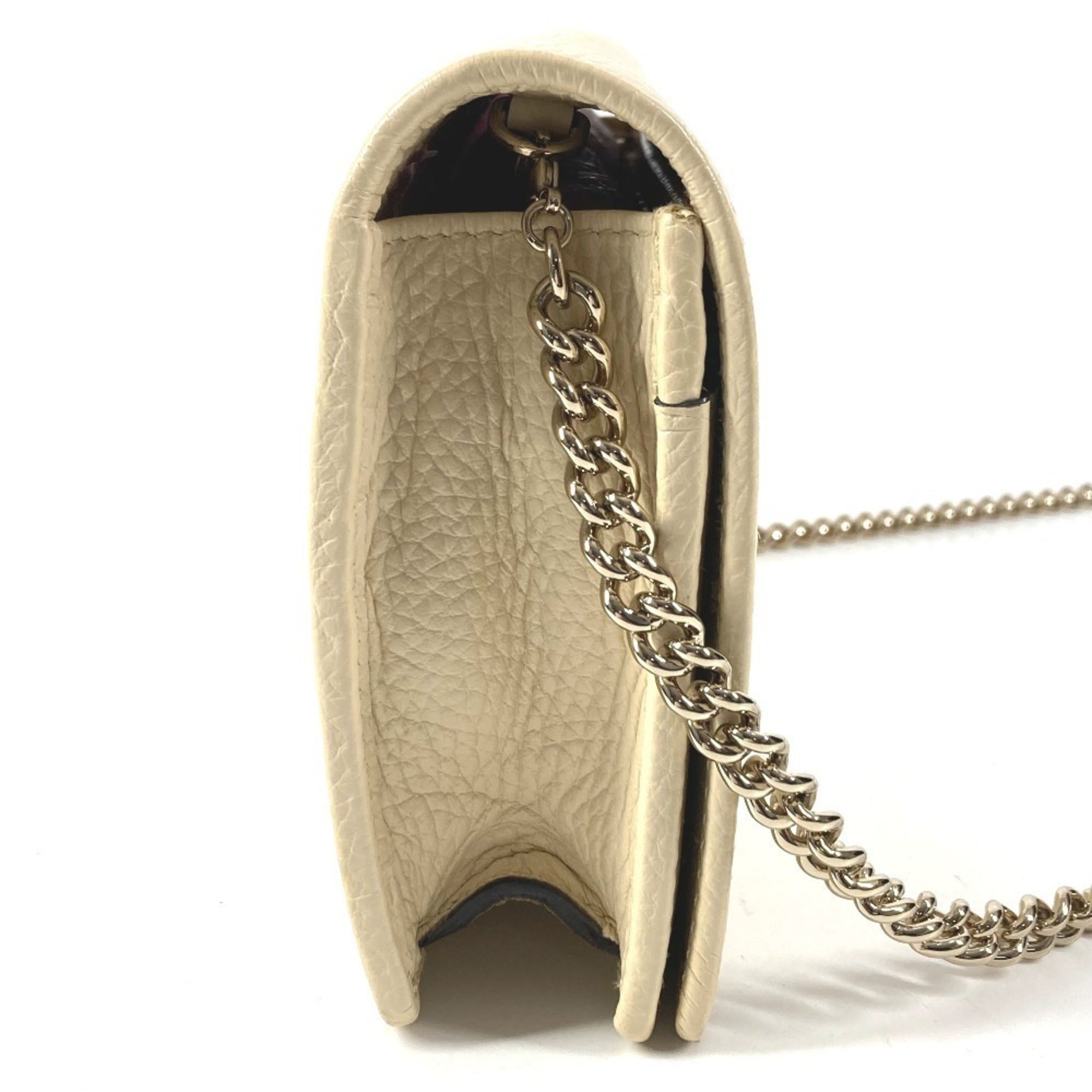 Gucci Ivory Leather Chain/Shoulder Wallet (Pre-Owned)