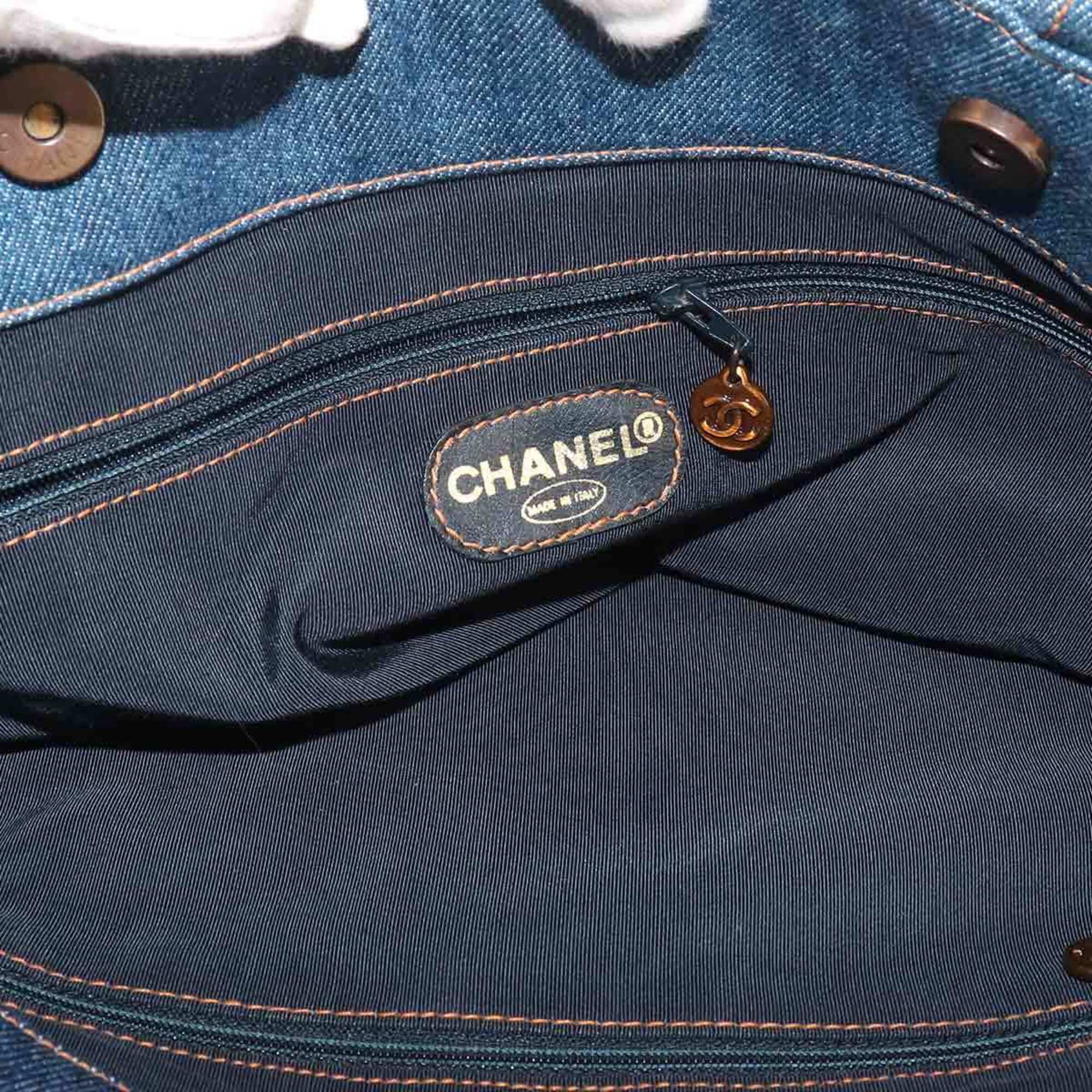 Chanel Blue Denim Handbag Tote Bag (Pre-Owned)