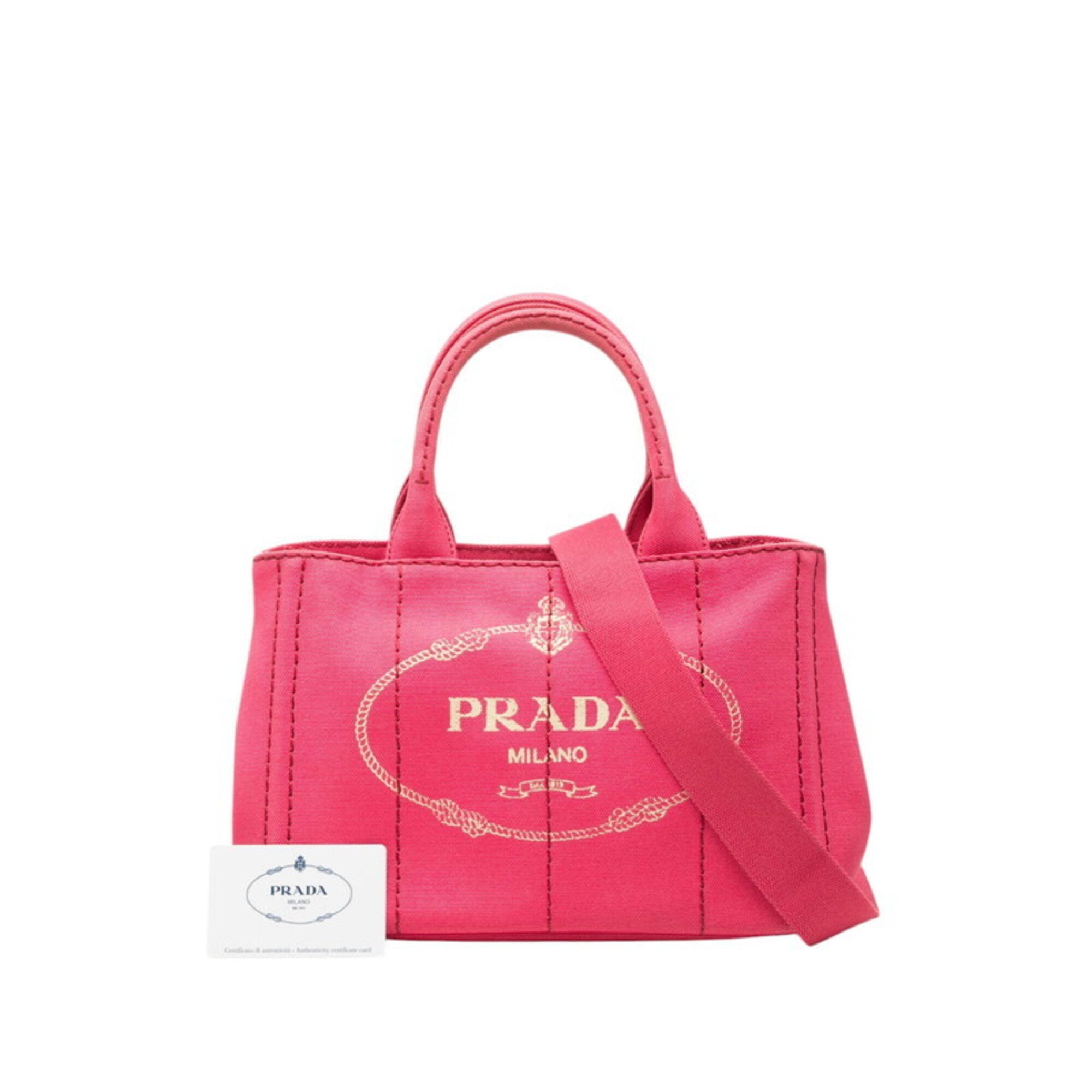 Prada Pink Canvas Handbag Shoulder Bag (Pre-Owned)