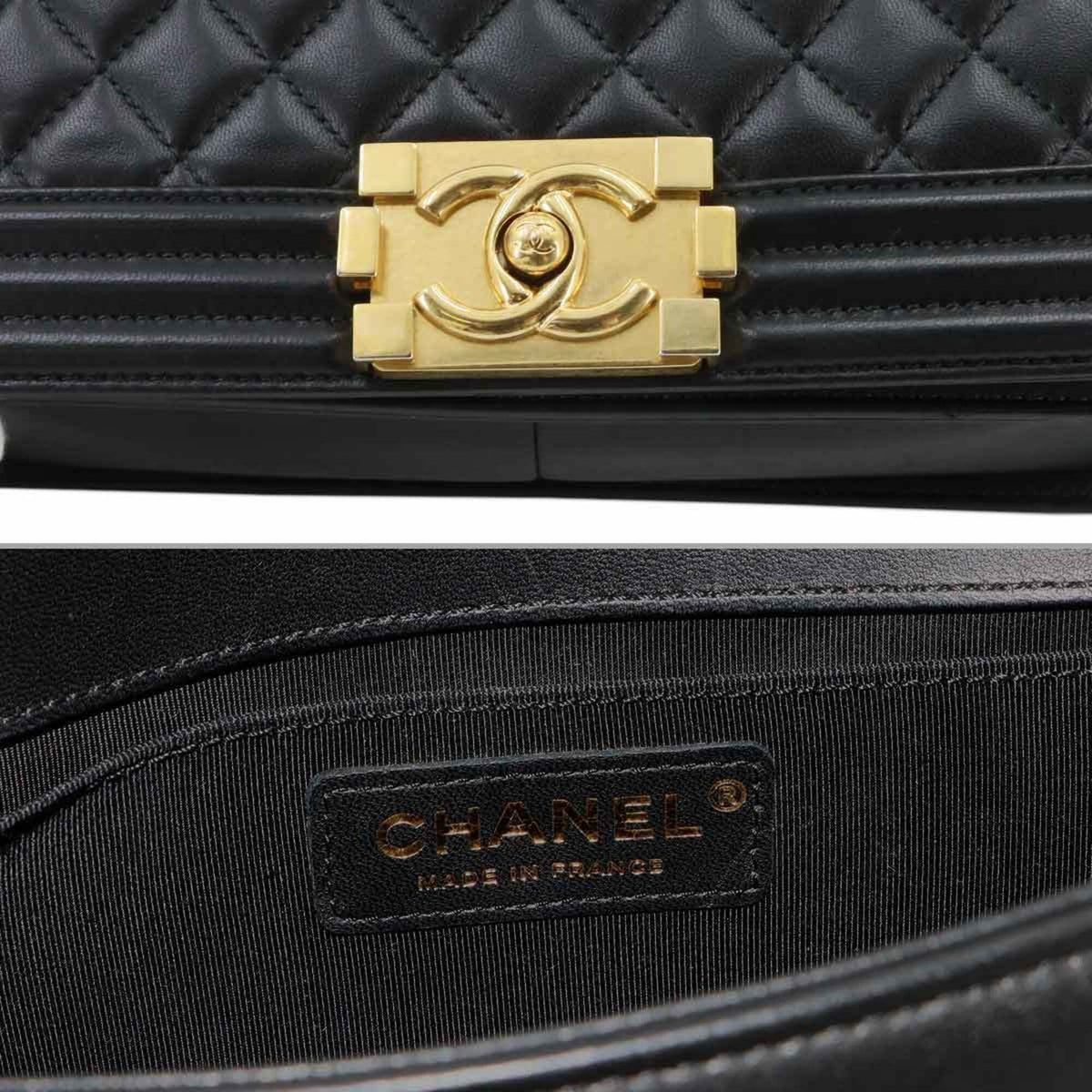 Chanel Black Leather Handbag Shoulder Bag (Pre-Owned)