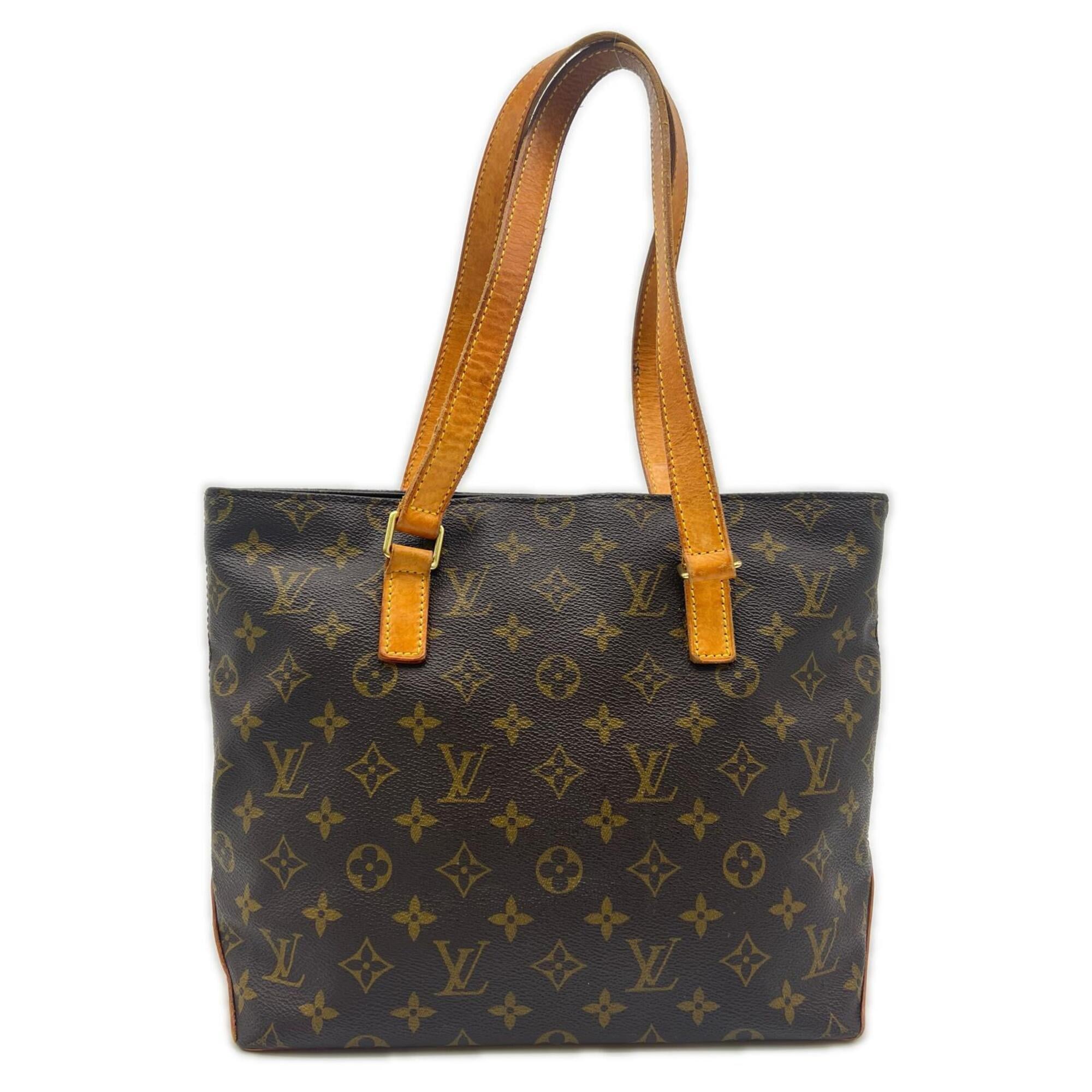 Louis Vuitton Beige Brown Coated Canvas Leather Handbag (Pre-Owned)