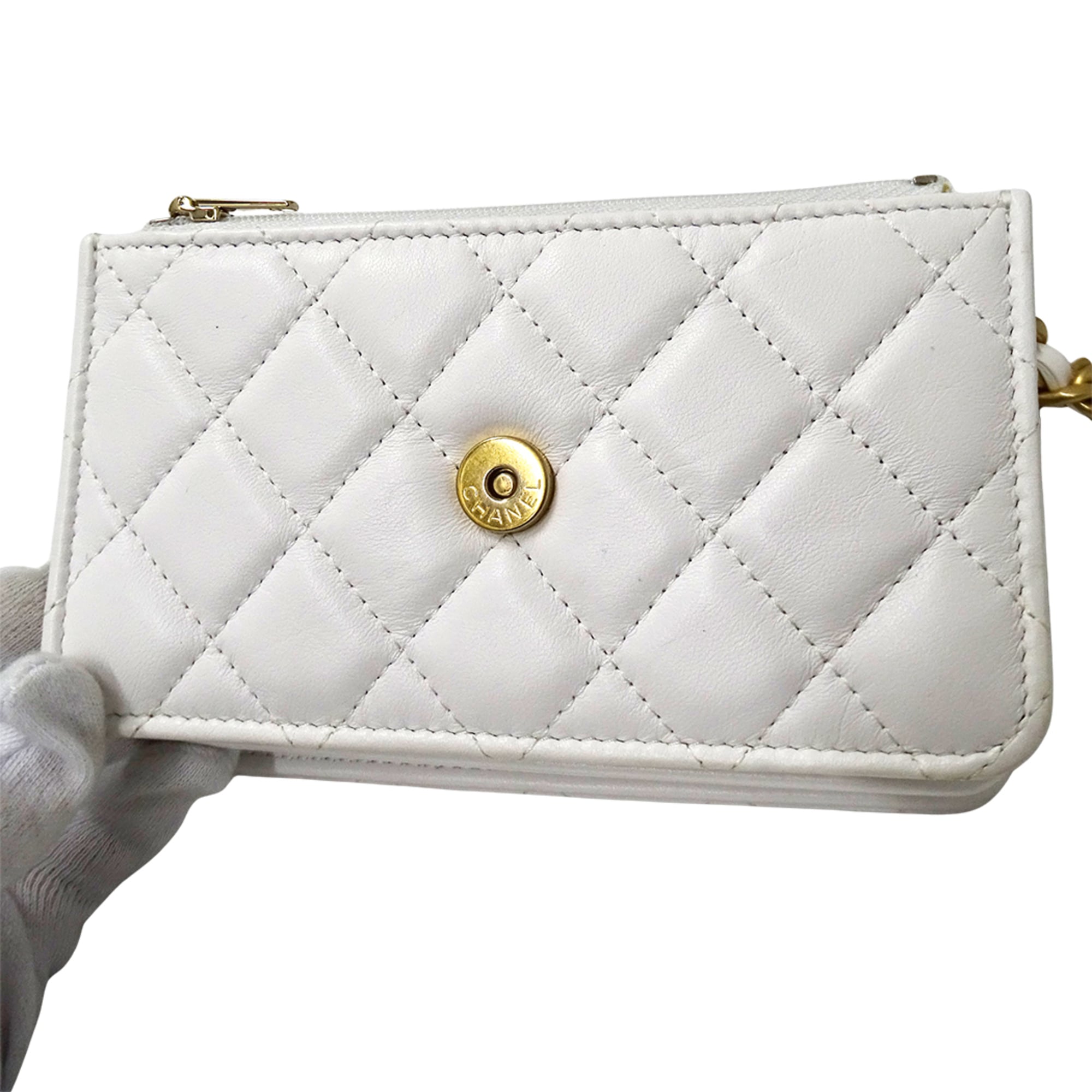 Chanel White Yellow Leather Handbag Shoulder Bag (Pre-Owned)