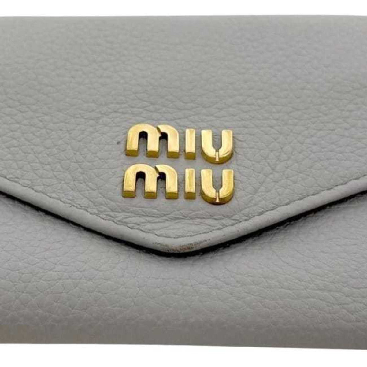 Miu Miu Gray Leather Wallet (Tri-Fold) (Pre-Owned)