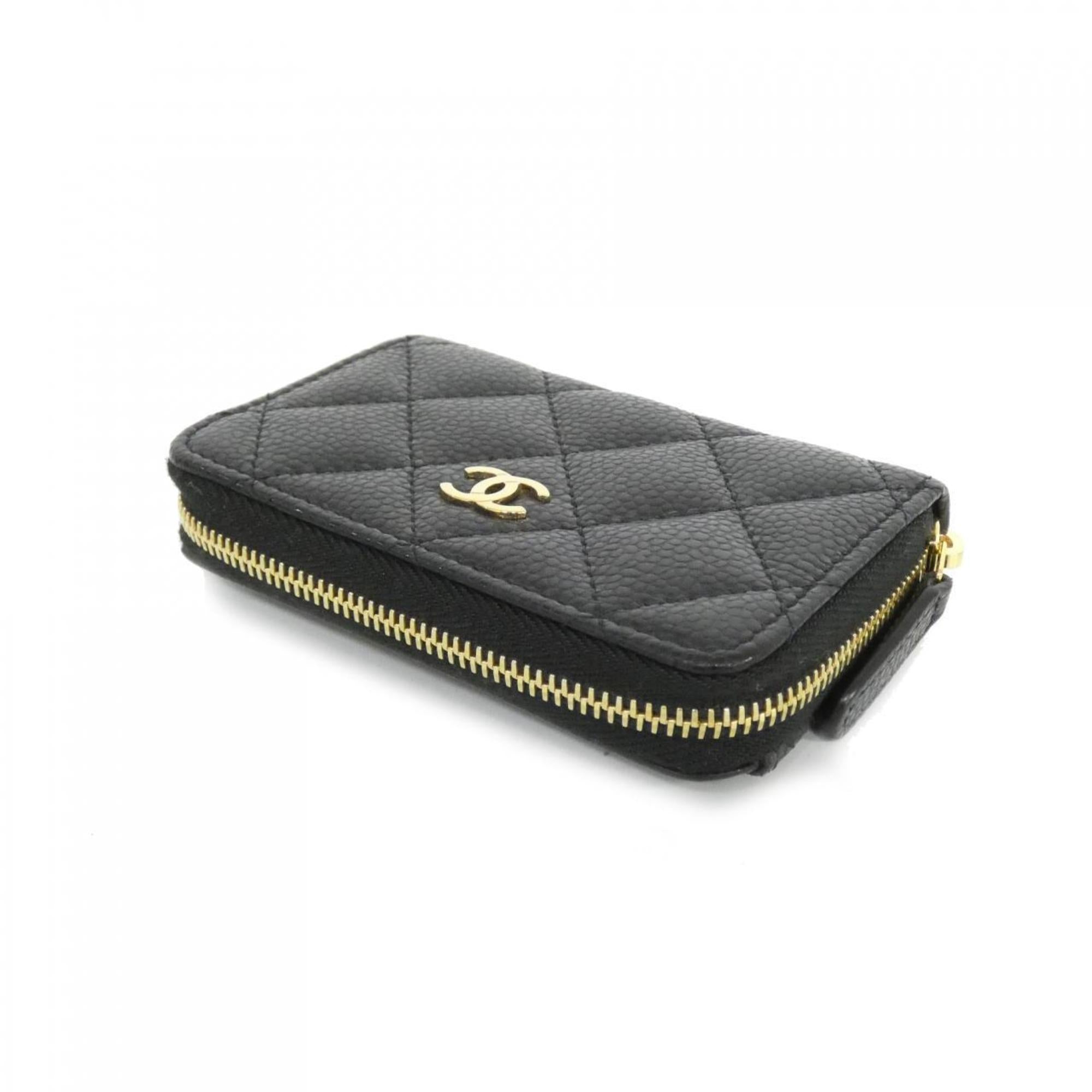 Chanel Black Grained Calfskin Coin Purse/Coin Case (Pre-Owned)