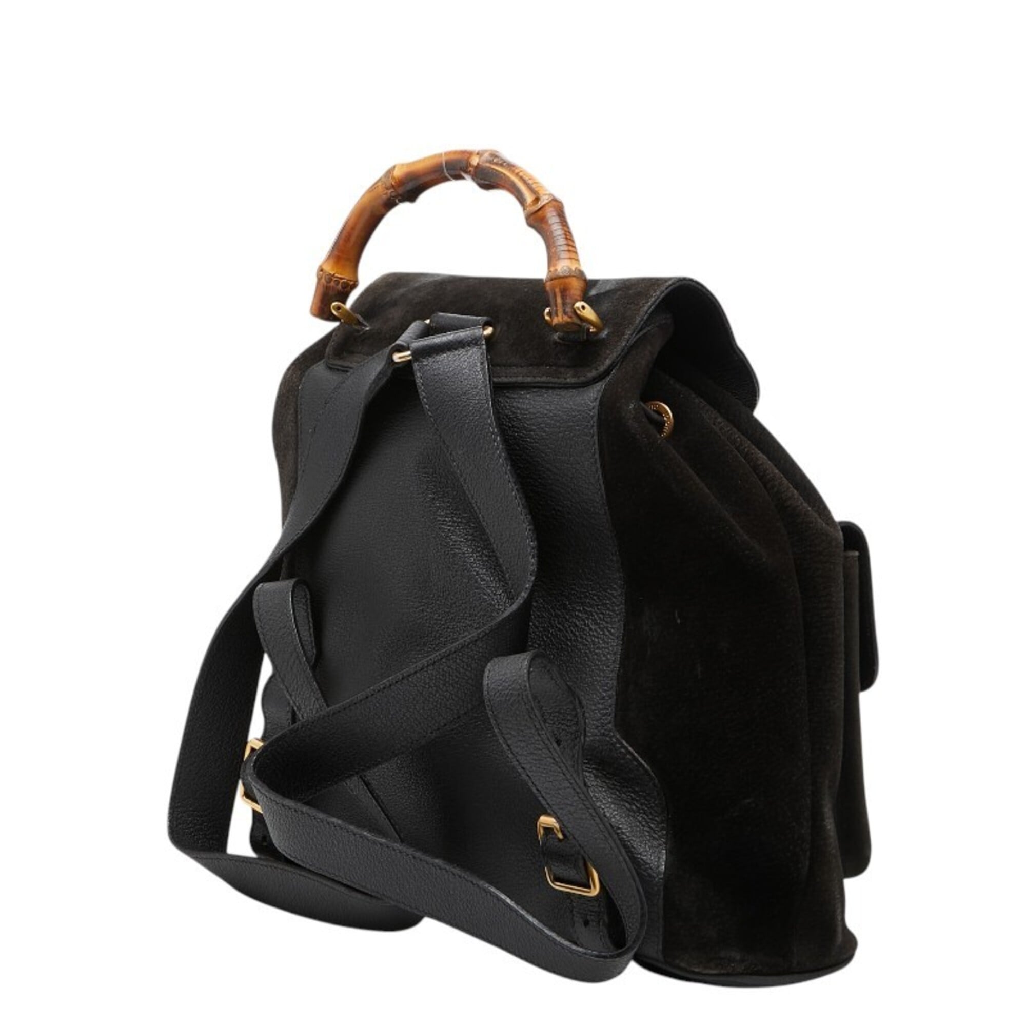 Gucci Black Suede Leather Backpack (Pre-Owned)