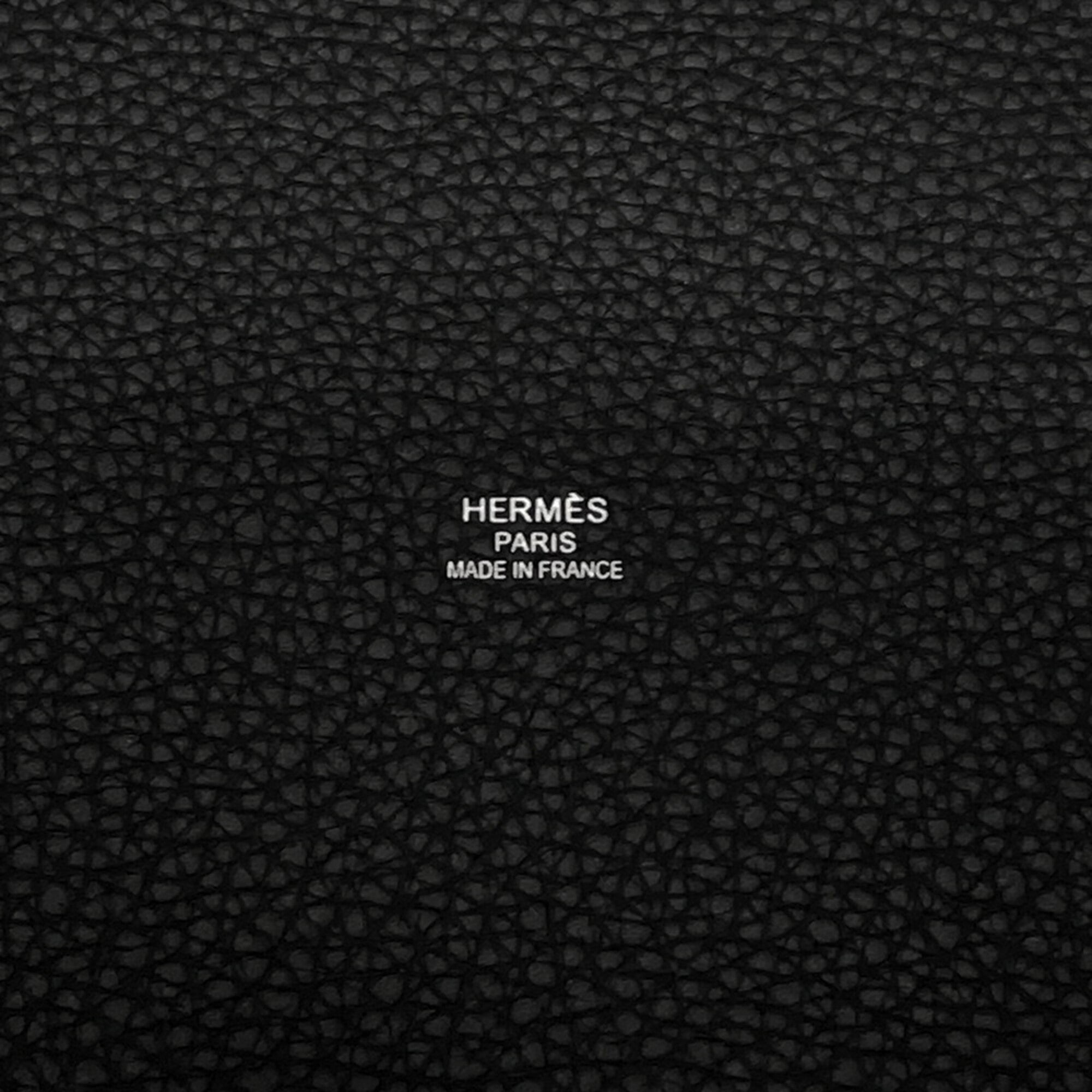 Hermes Black Gray Taurillon Clemence Leather Tote Bag (Pre-Owned)