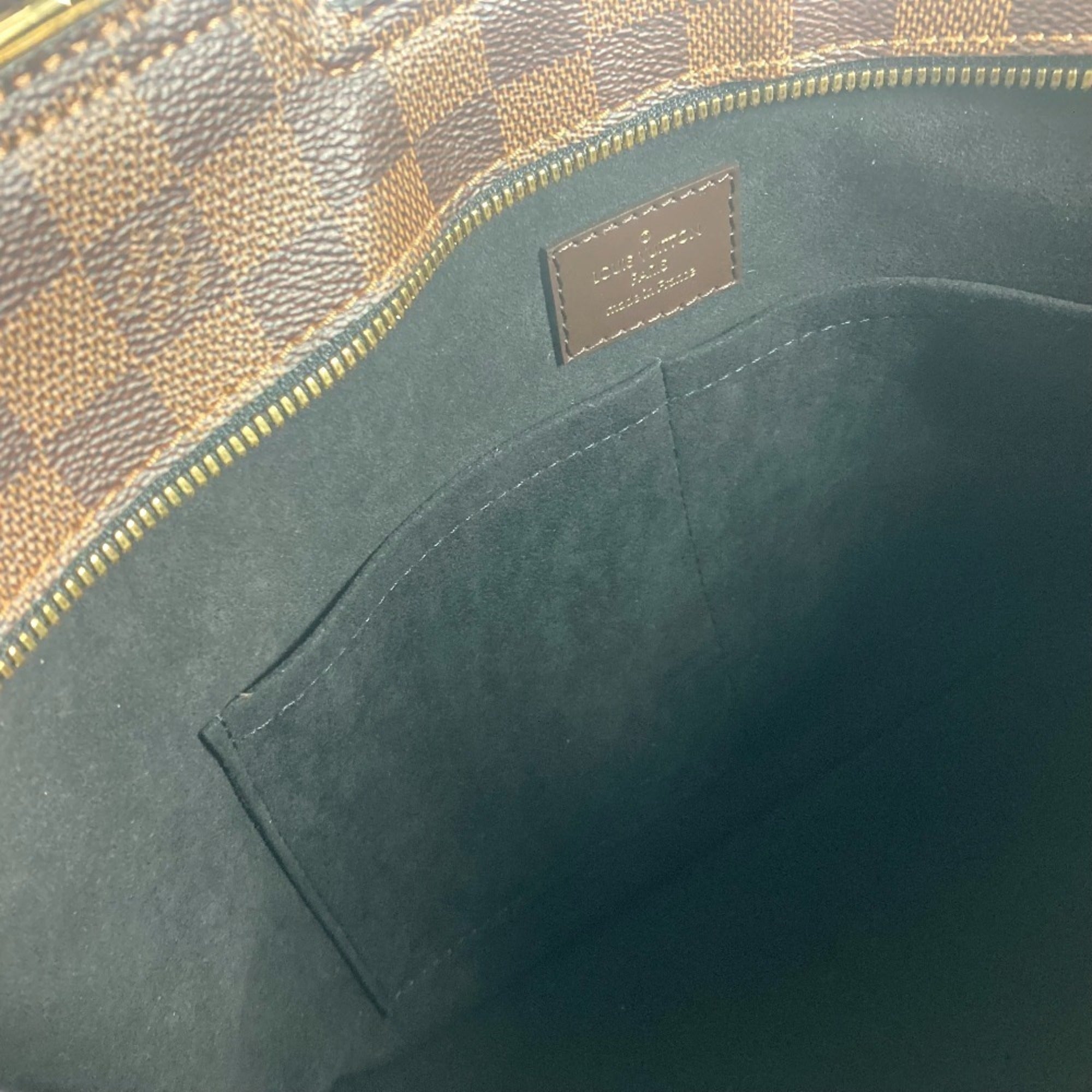 Louis Vuitton Black Brown Damier Canvas Leather Shoulder Bag Tote Bag (Pre-Owned)