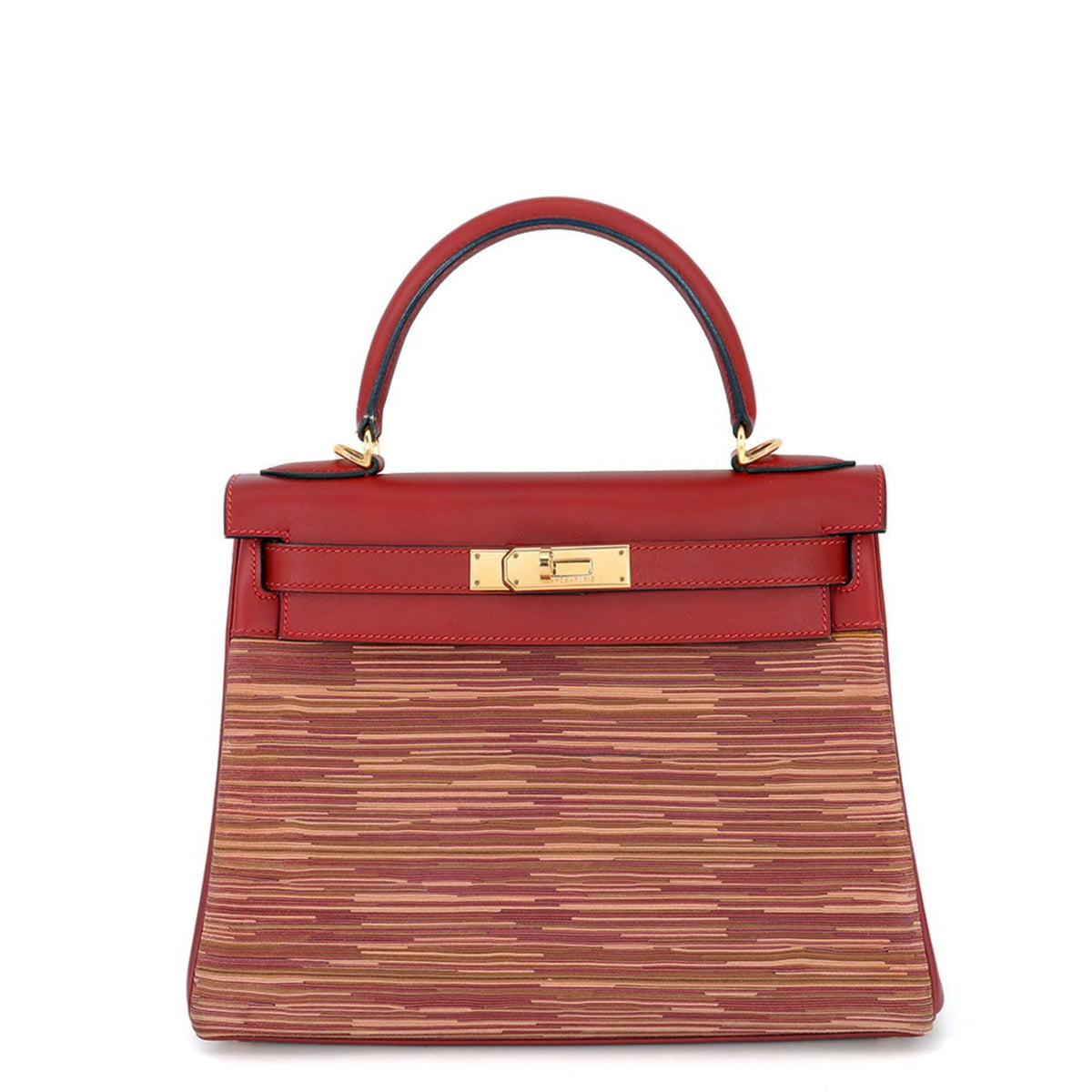Hermes Multi-Color Rouge Vif Box Calf Leather Leather Handbag (Pre-Owned)