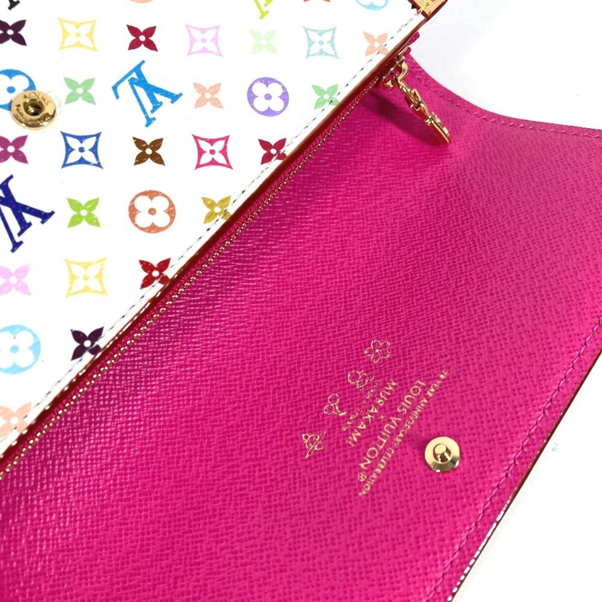 Louis Vuitton Blanc White Monogram Multicolore Long Wallet (Bi-Fold) (Pre-Owned)
