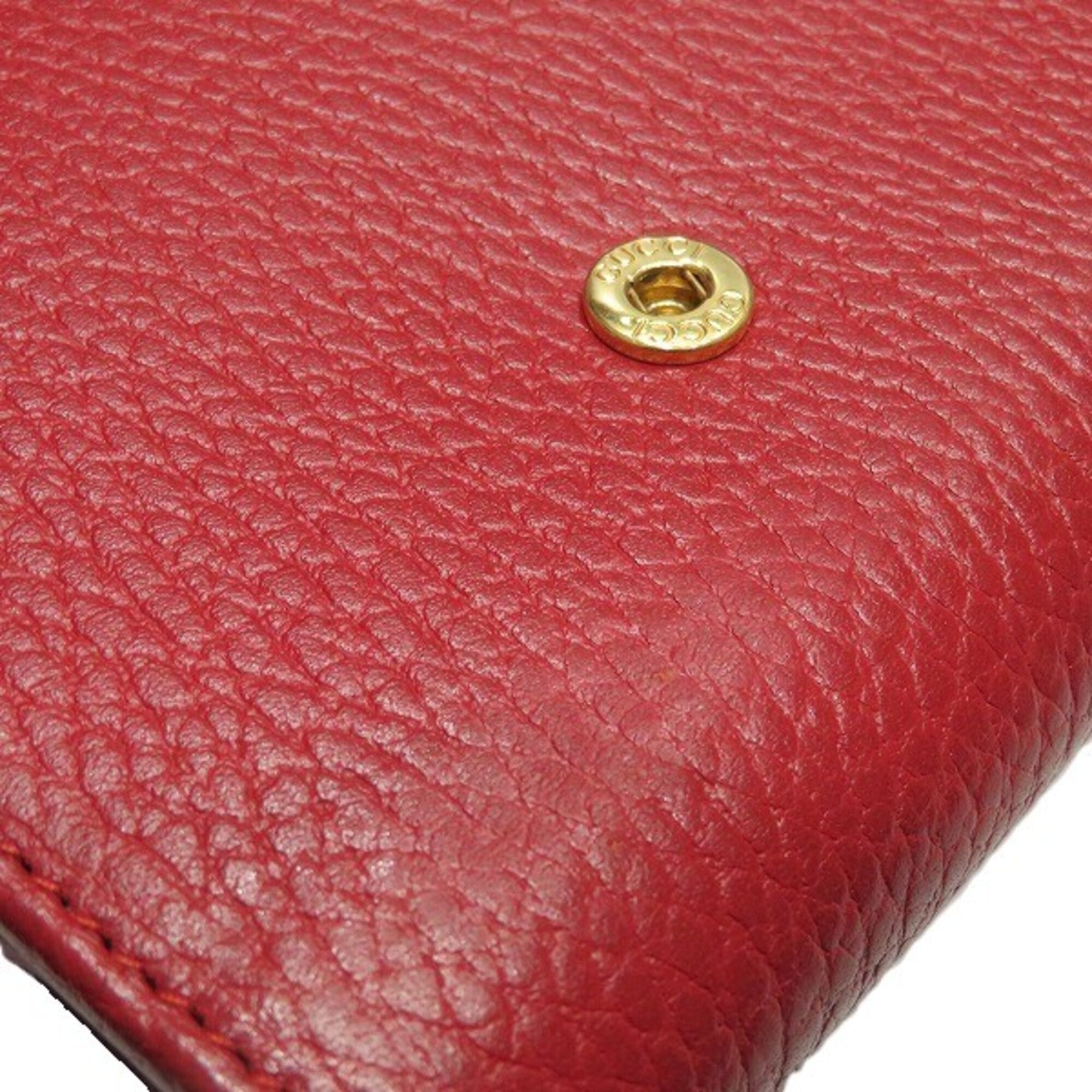Gucci Red Color Leather Wallet (Bi-Fold) (Pre-Owned)