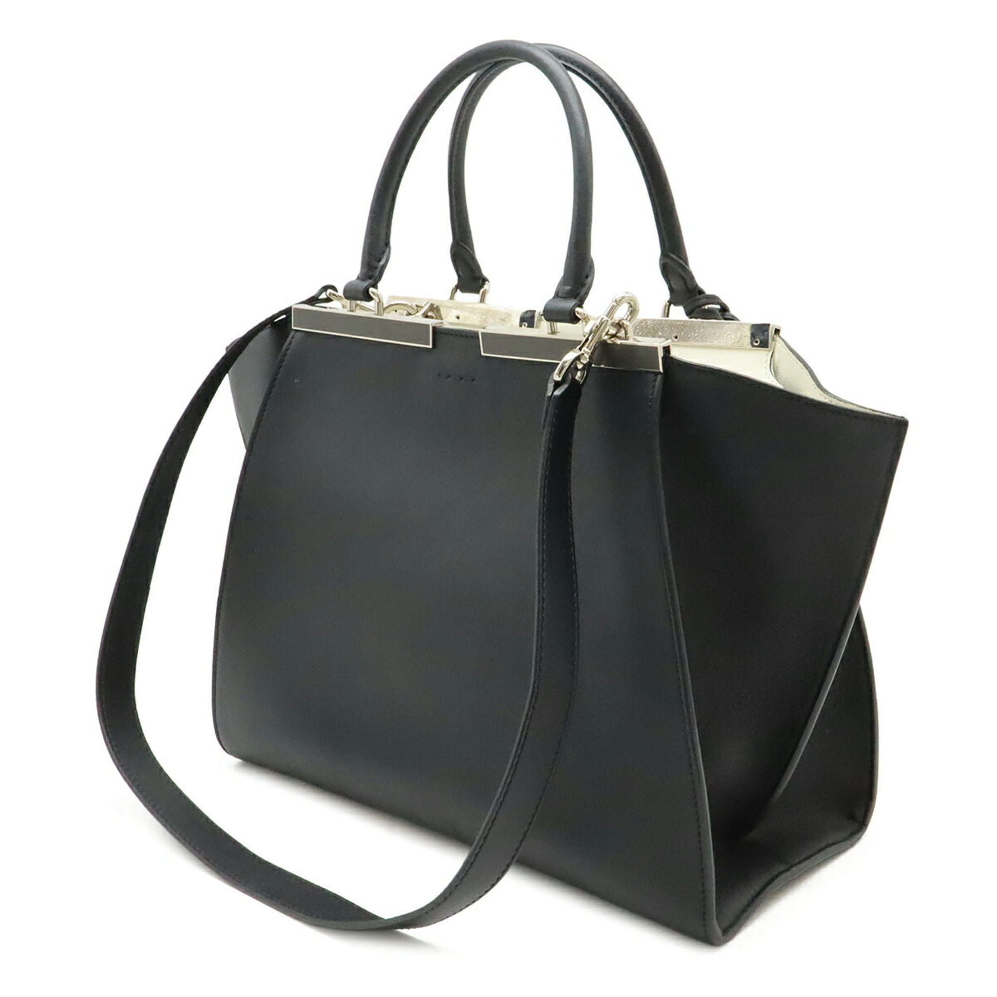 Fendi 3Jours Black Leather Handbag Shoulder Bag (Pre-Owned)