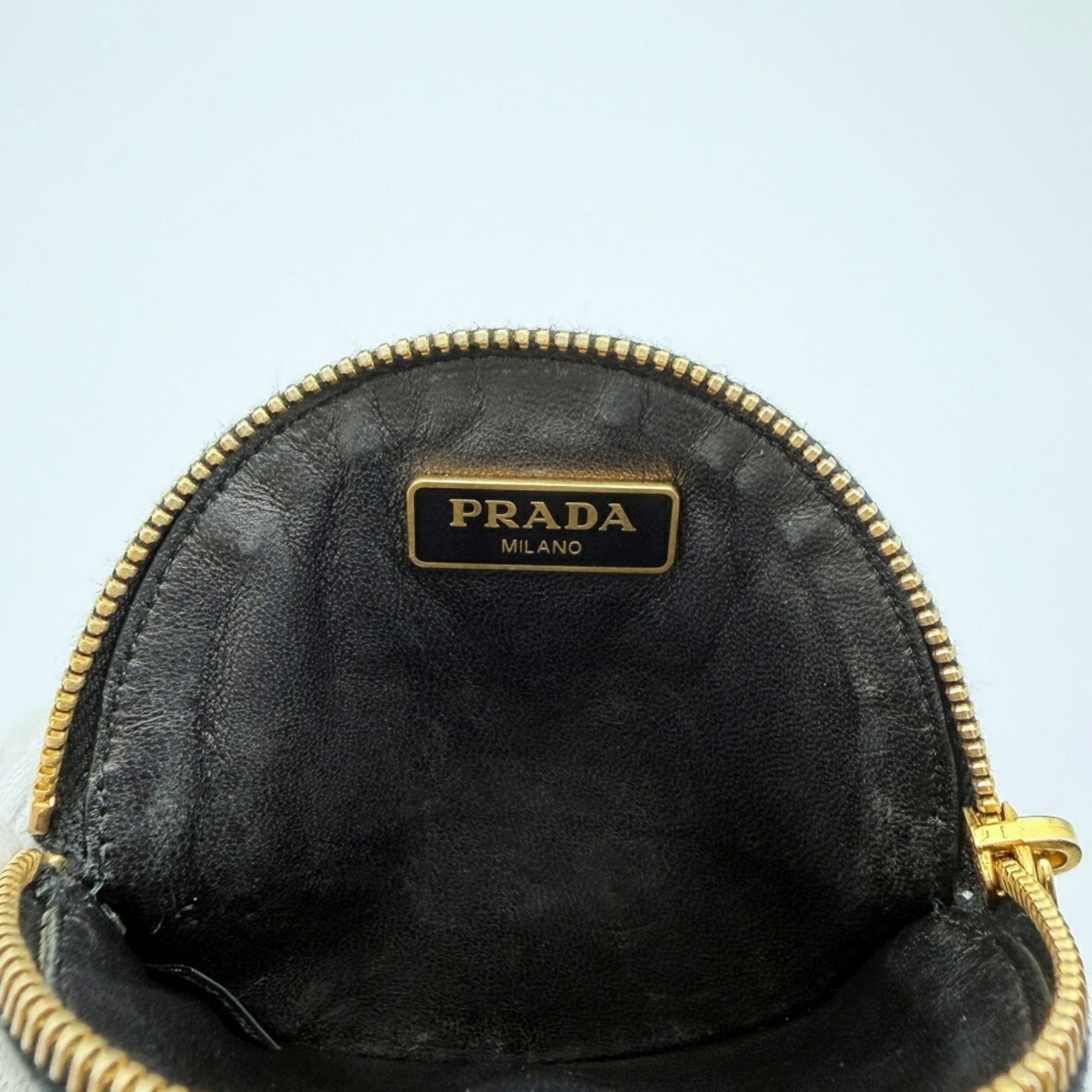 Prada Saffiano Black Nappa Leather Saffiano Coin Purse/Coin Case (Pre-Owned)