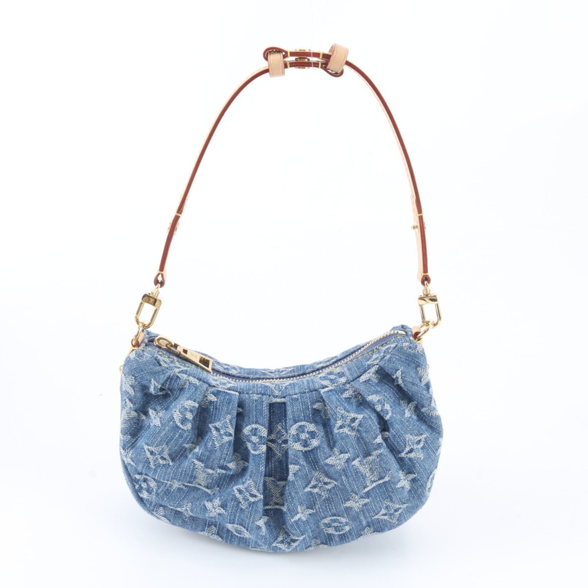 Louis Vuitton Blue Leather Canvas Handbag Pochette Shoulder Bag (Pre-Owned)
