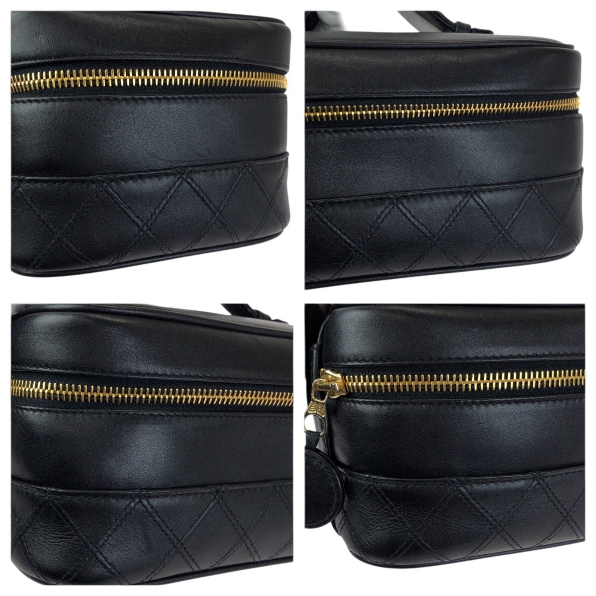 Chanel Black Leather Pouch Vanity Bag (Pre-Owned)