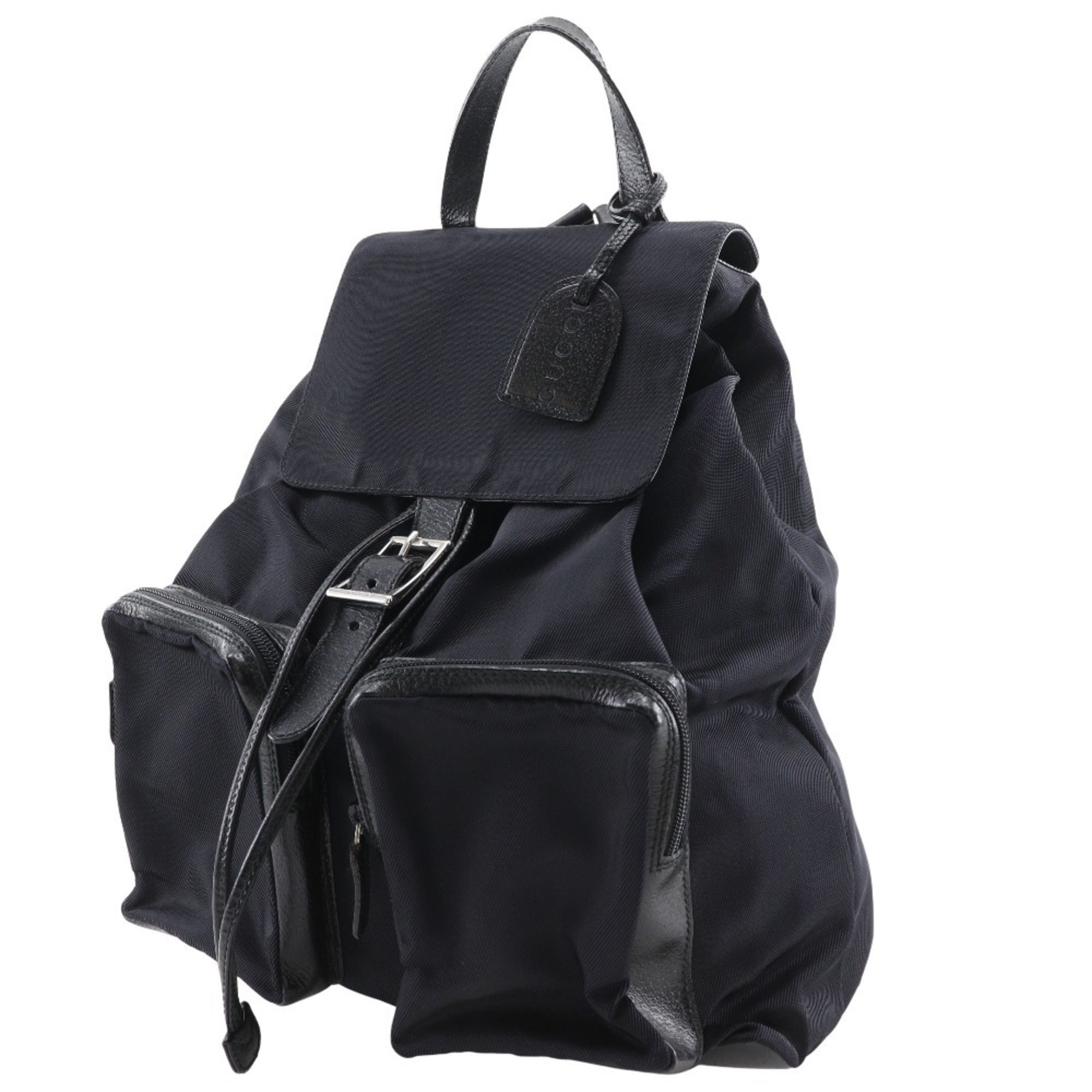 Gucci Black Nylon Canvas Leather Backpack (Pre-Owned)