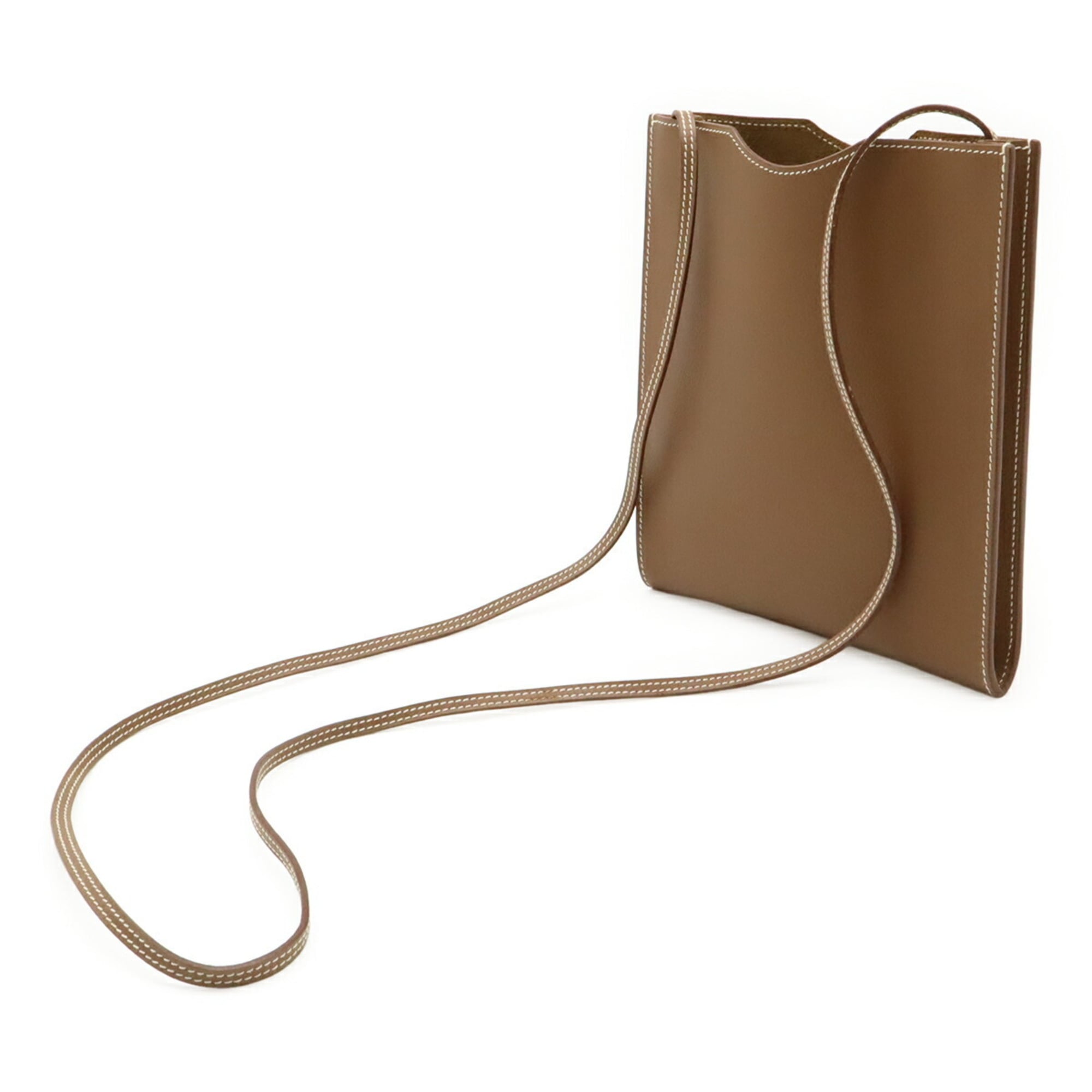 Hermes Onimaitou Brown Leather Pochette Shoulder Bag (Pre-Owned)
