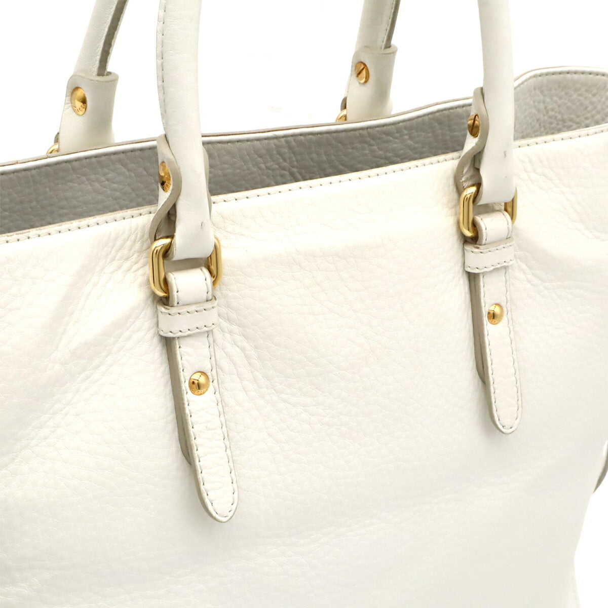 Versace White Leather Shoulder Bag Tote Bag (Pre-Owned)