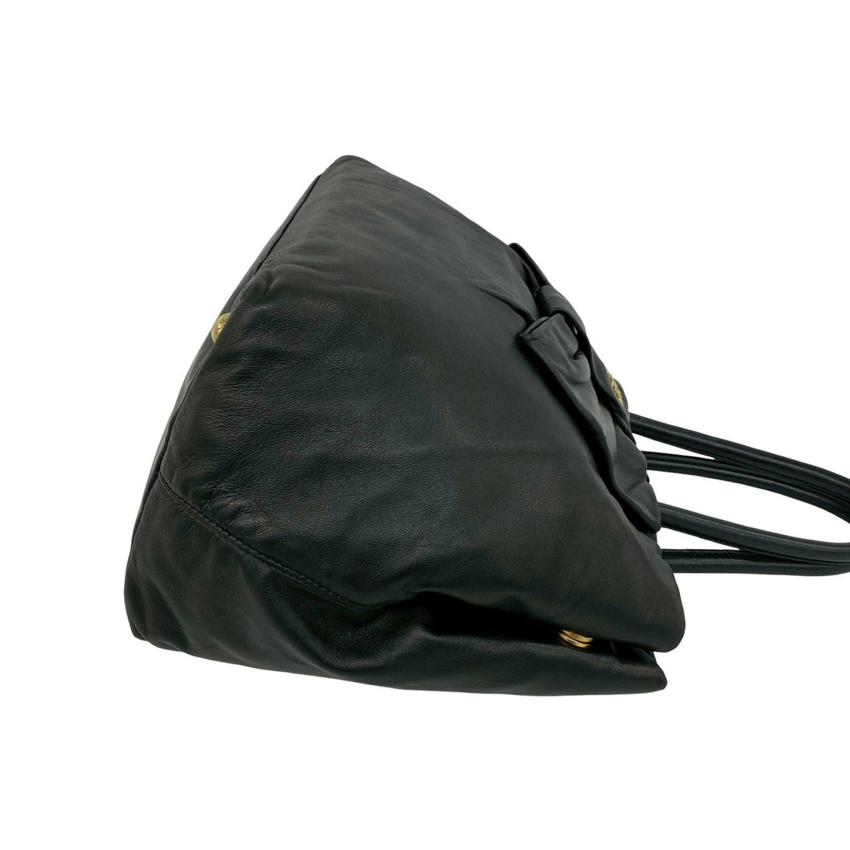 Prada Black Leather Boston Bag Handbag Tote Bag (Pre-Owned)