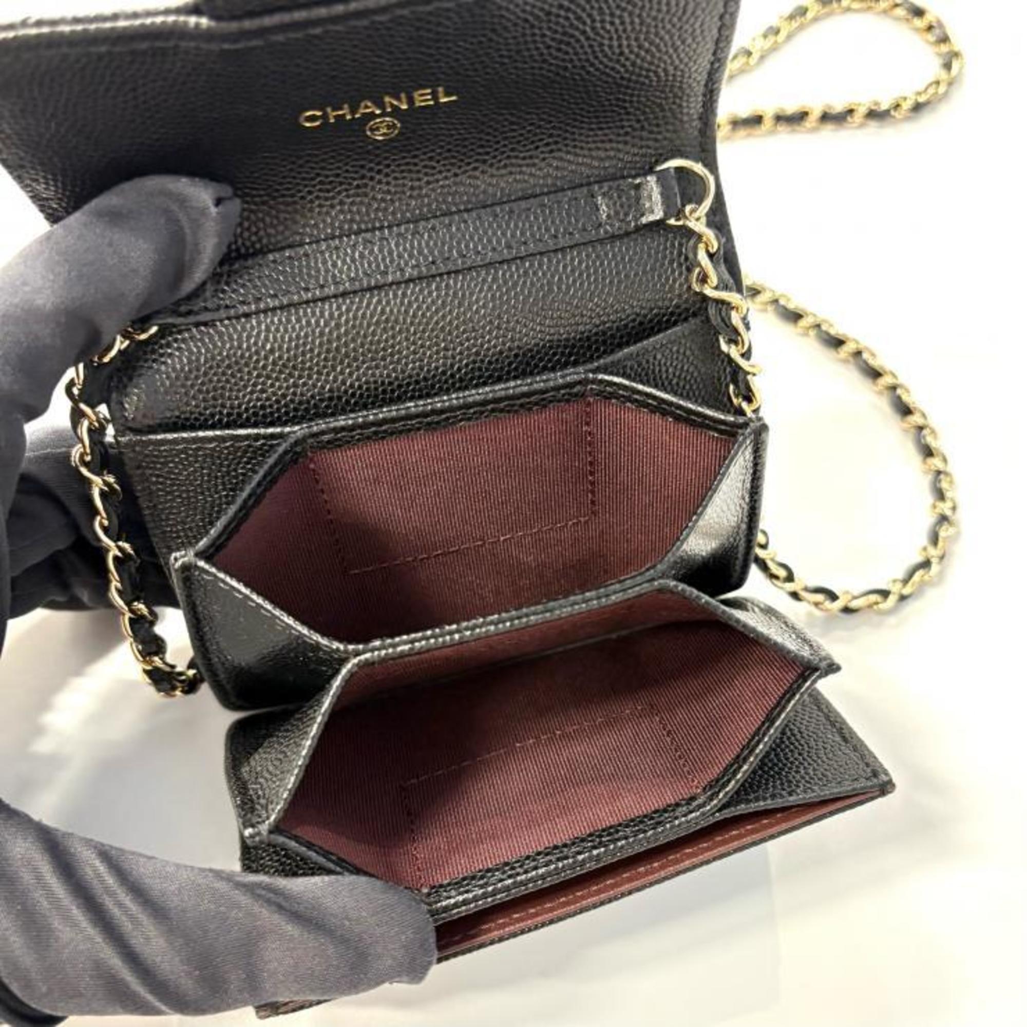 Chanel Black Grained Calfskin Pochette (Pre-Owned)