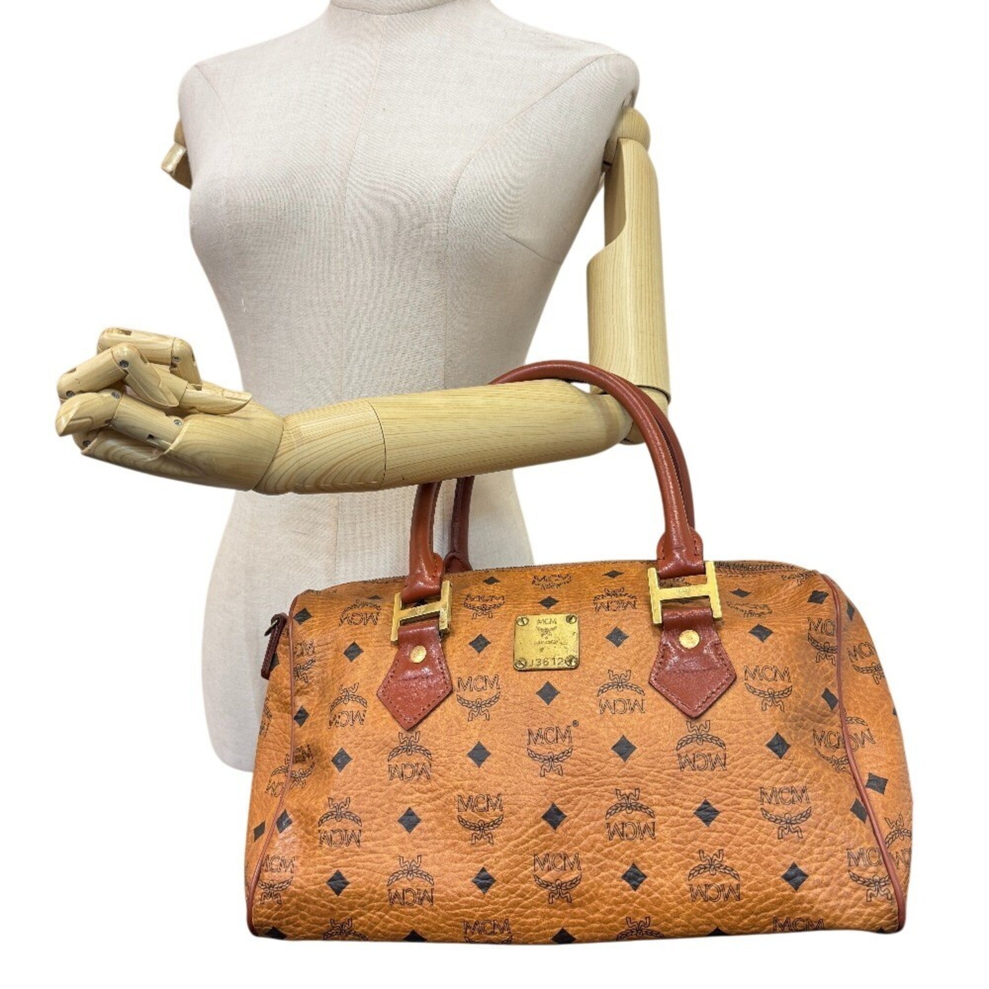 Mcm Brown Leather Boston Bag (Pre-Owned)