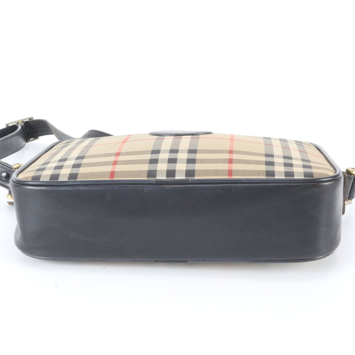 Burberry Black Leather Canvas Crossbody Bag Shoulder Bag (Pre-Owned)