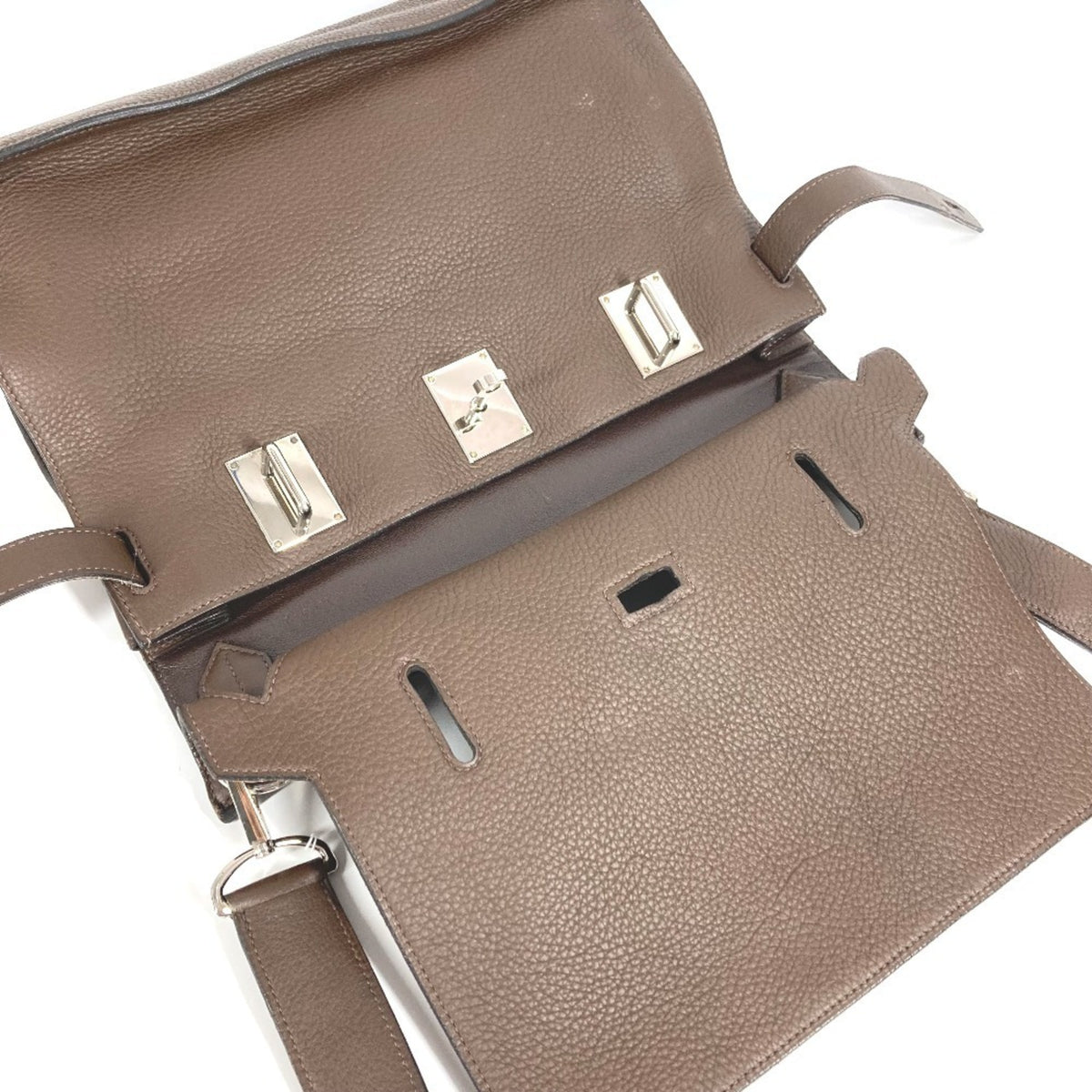 Hermes Jypsiere Dark Brown Taurillon Clemence Leather Shoulder Bag (Pre-Owned)