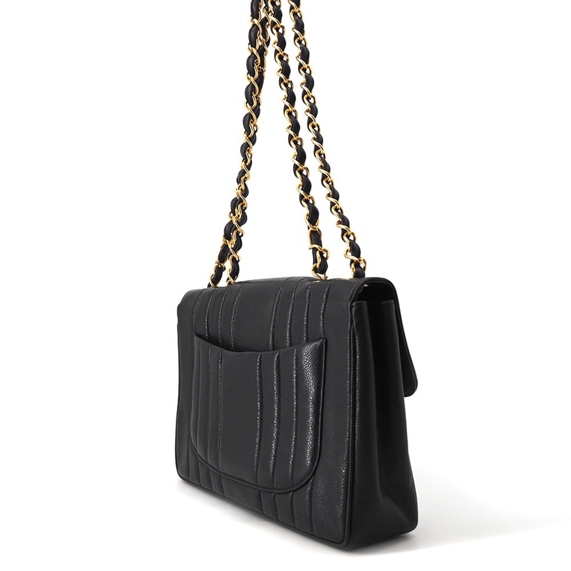 Chanel Black Grained Calfskin Handbag Shoulder Bag (Pre-Owned)