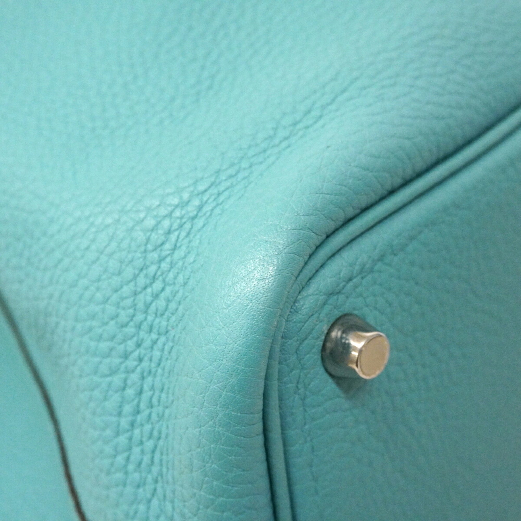 Hermes Blue Atoll Taurillon Clemence Leather Handbag (Pre-Owned)