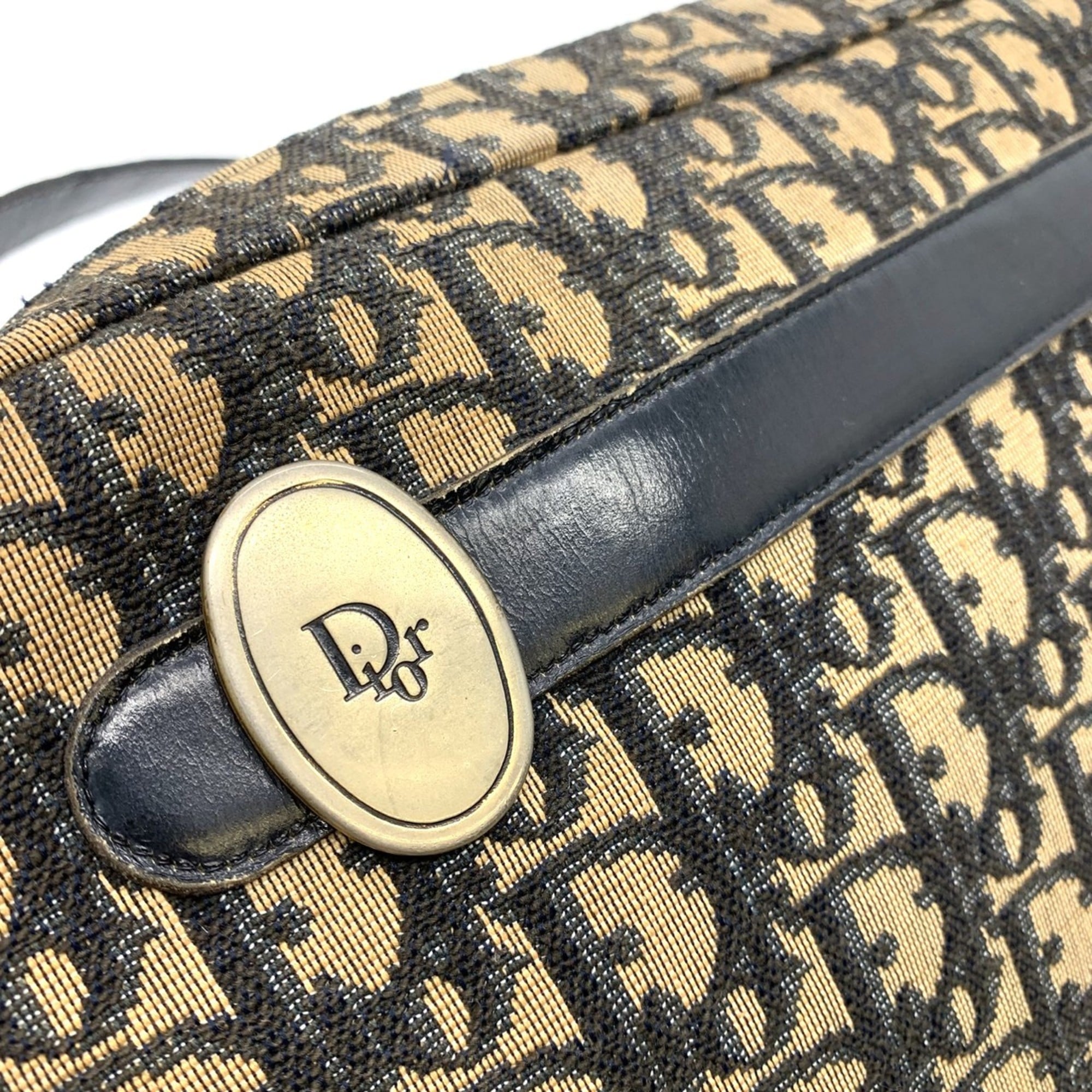 Christian Dior Trotter Brown Canvas Leather Shoulder Bag (Pre-Owned)