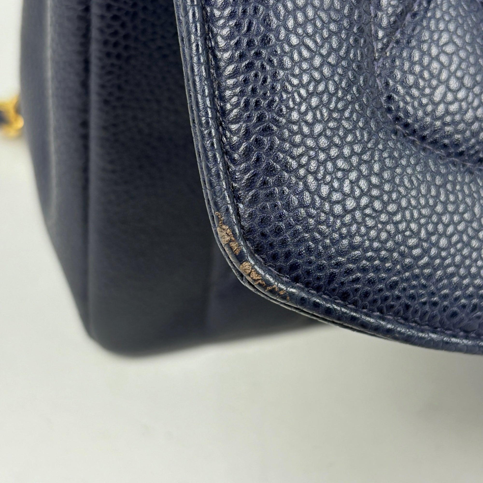 Chanel Navy Grained Calfskin Shoulder Bag (Pre-Owned)