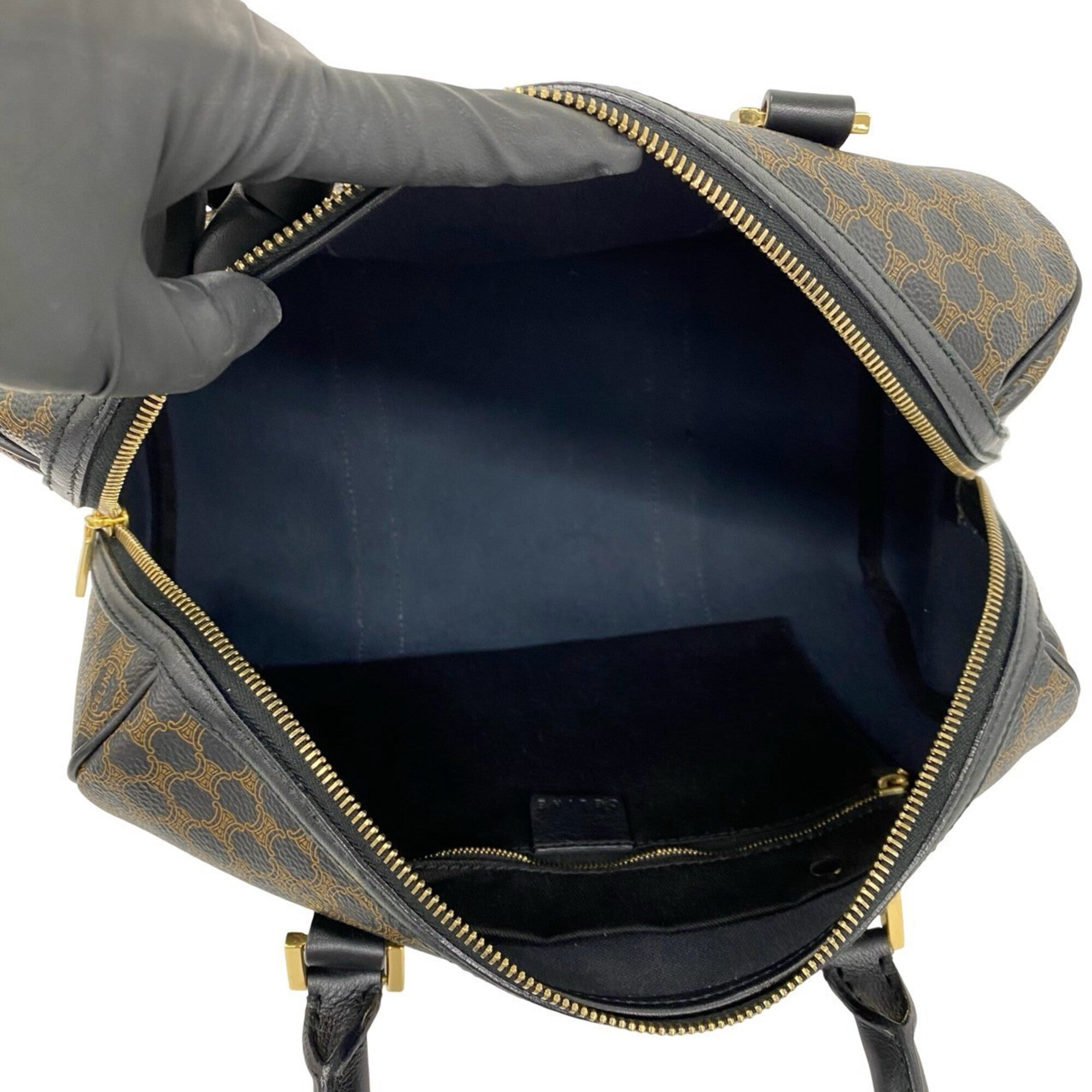 Celine Brown Leather Pvc Boston Bag Handbag (Pre-Owned)